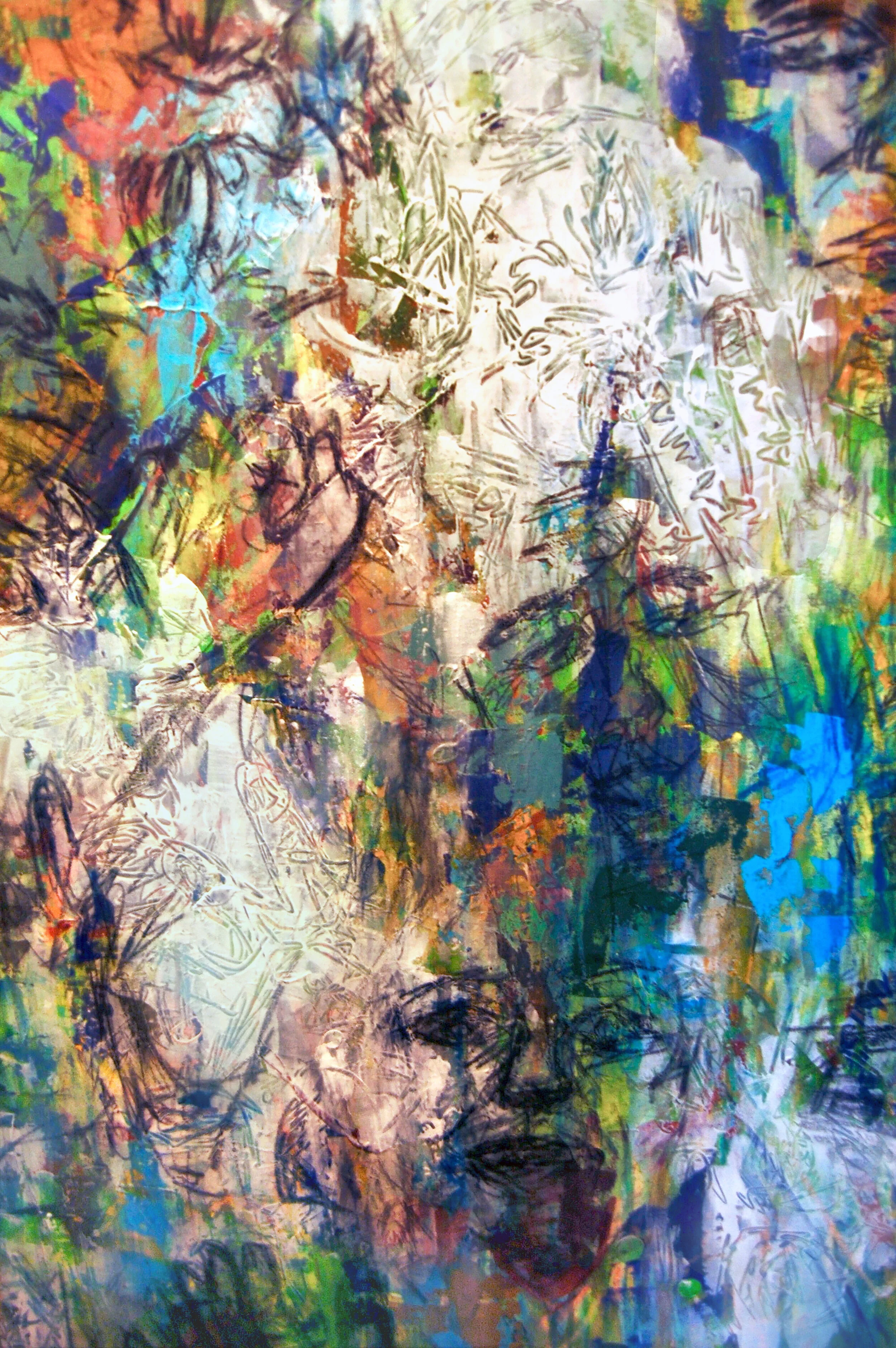 Remembering. 2009. Acrylic and charcoal on canvas. 30" x 40". Not available for sale.