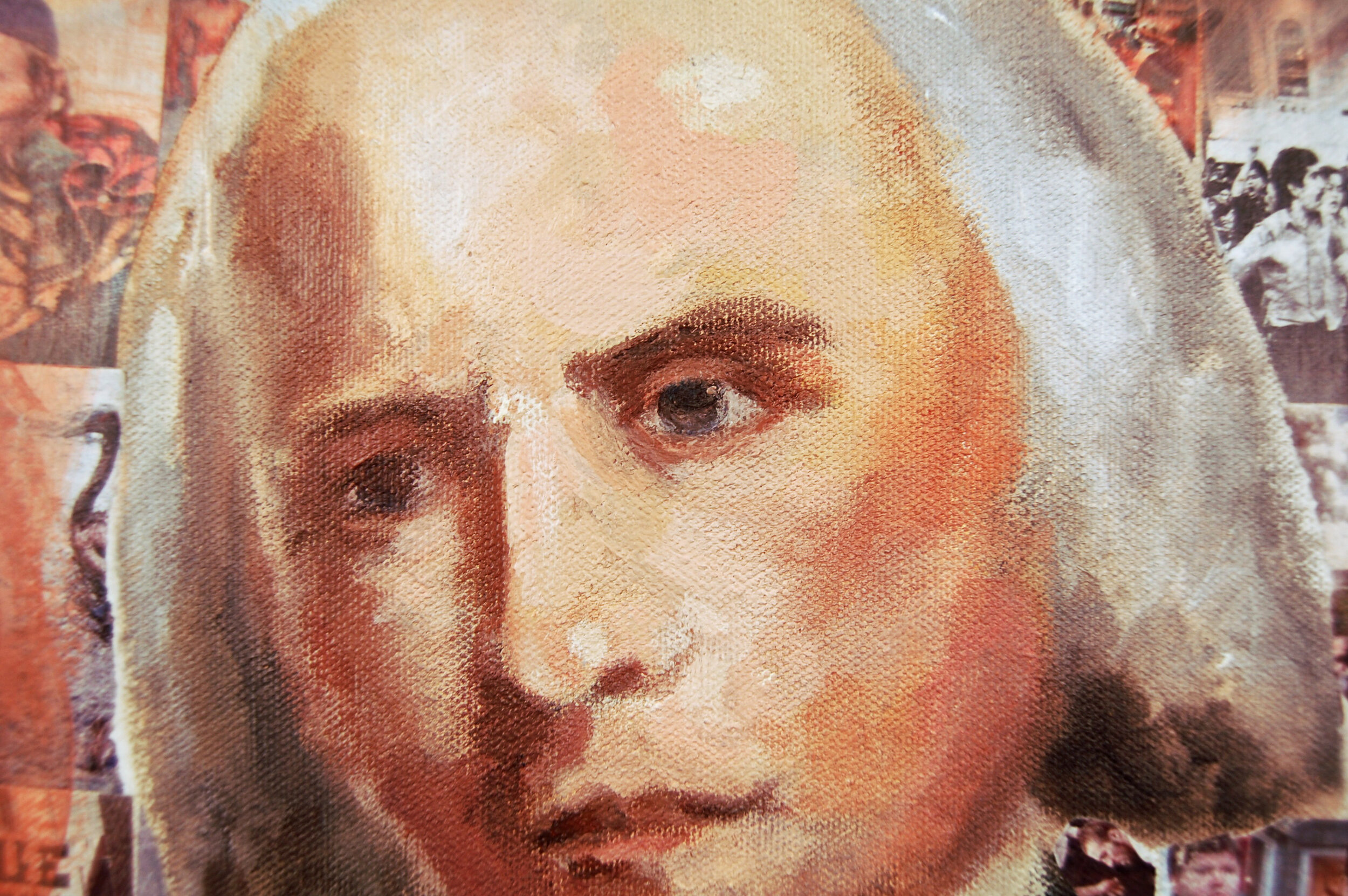 Patriotic Tension (Detail). 2010. Acrylic and paper on canvas. 30" x 40". Not available for sale.