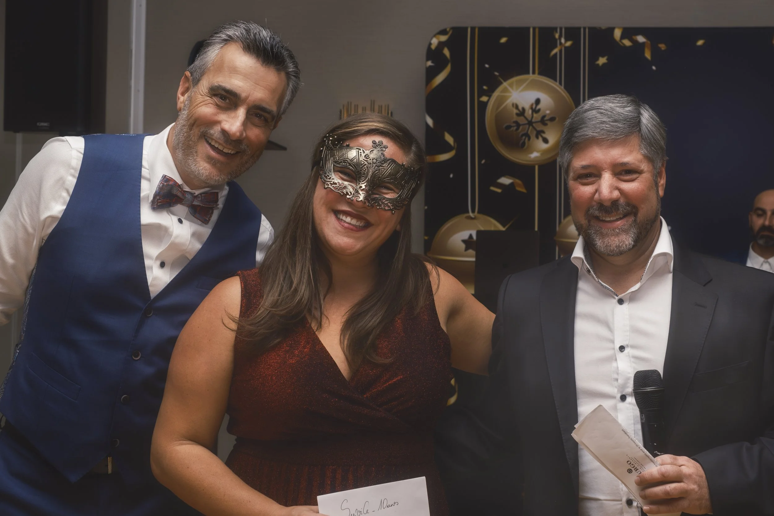 Group portrait of guests at the Urgo corporate Christmas party