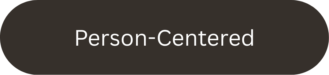 A black speaker with white text that reads 'Person-Centered'.