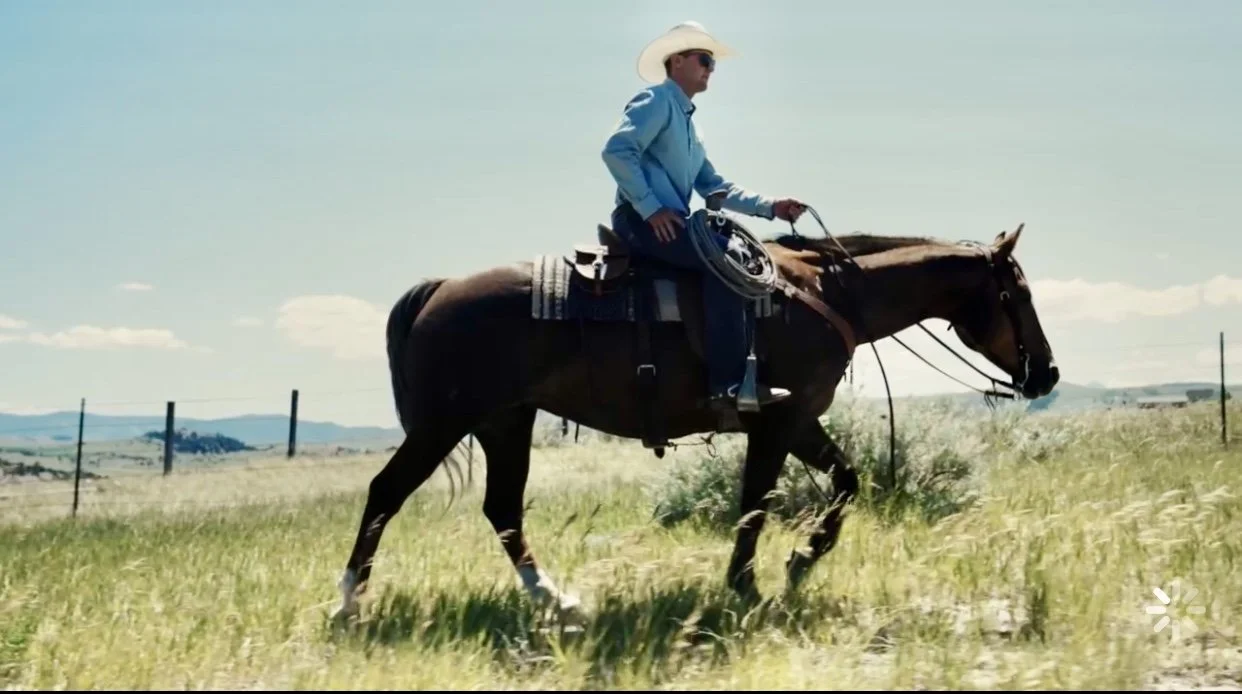 Cole Morrison, the Horse Auctioneer, on horseback