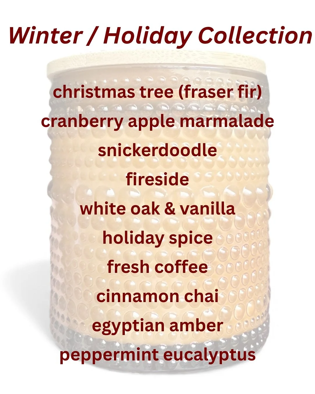 🕯️🌲✨🪵Happy Holiday Collection!🔥☕️🍎🍪
It&rsquo;s a long list because when they smell as good as they do, there&rsquo;s only so much narrowing down you can do😋

🍁Fall collection is still available🍁

Order form link is in bio!!