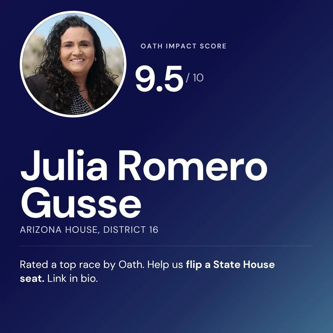 My Oath Impact Score is 9.5/10, meaning I'm in a top race of 2026! Did you know that when you donate through Oath, you aren't added to an email list? We need your help to flip the AZ Legislature! 

You can support my campaign here using the link in m