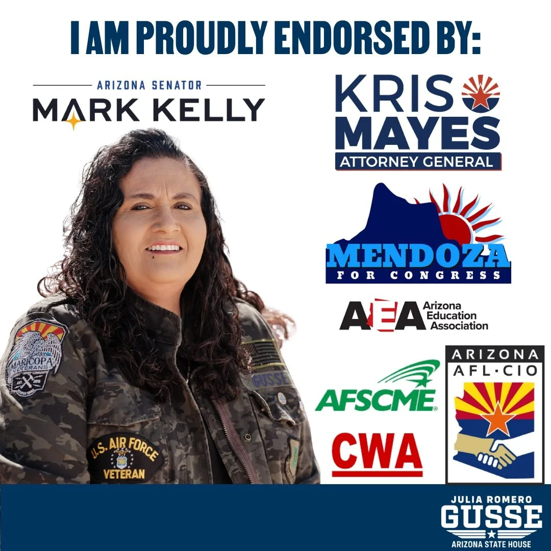 I want to express my gratitude to Senator Mark Kelly, Attorney General Kris Mayes, JoAnna Mendoza, AEA, AFSCME, CWA, and the Arizona AFL-CIO. I am proud to fight alongside Sen. Kelly, AG Mayes, Jo, and my labor partners to support workers, serve the 