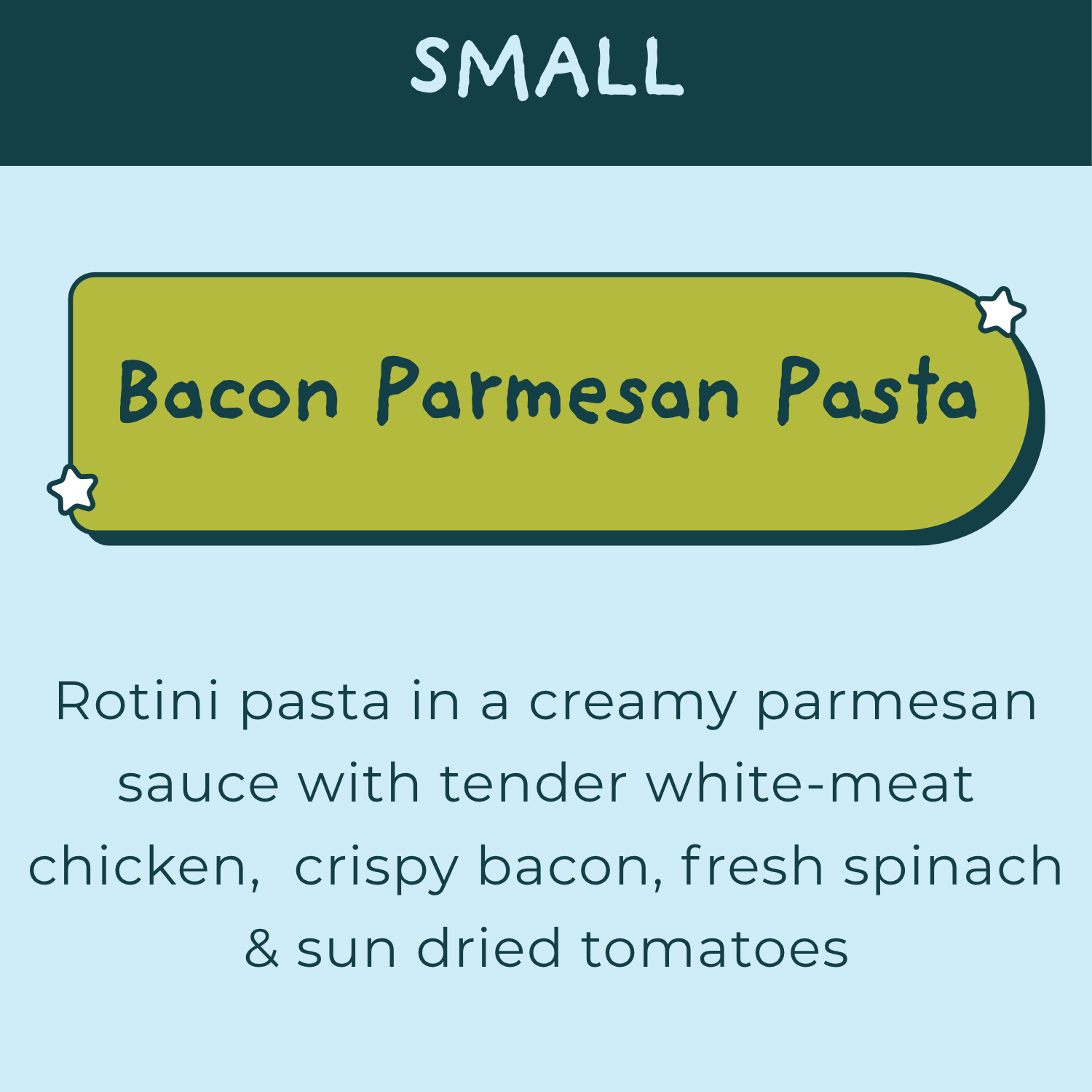 Small Bacon Parmesan Pasta: Feeds 1-2