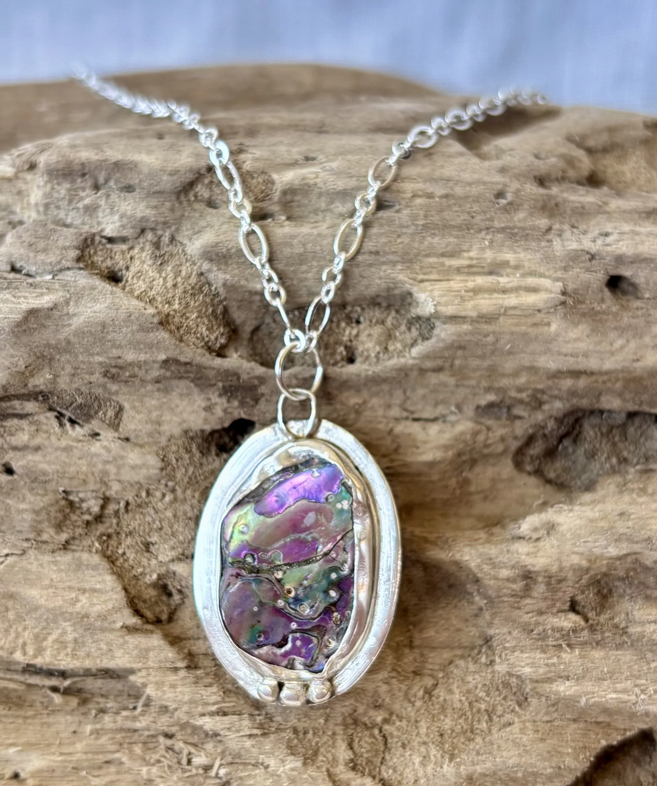 Sterling Abalone Pendant Necklace