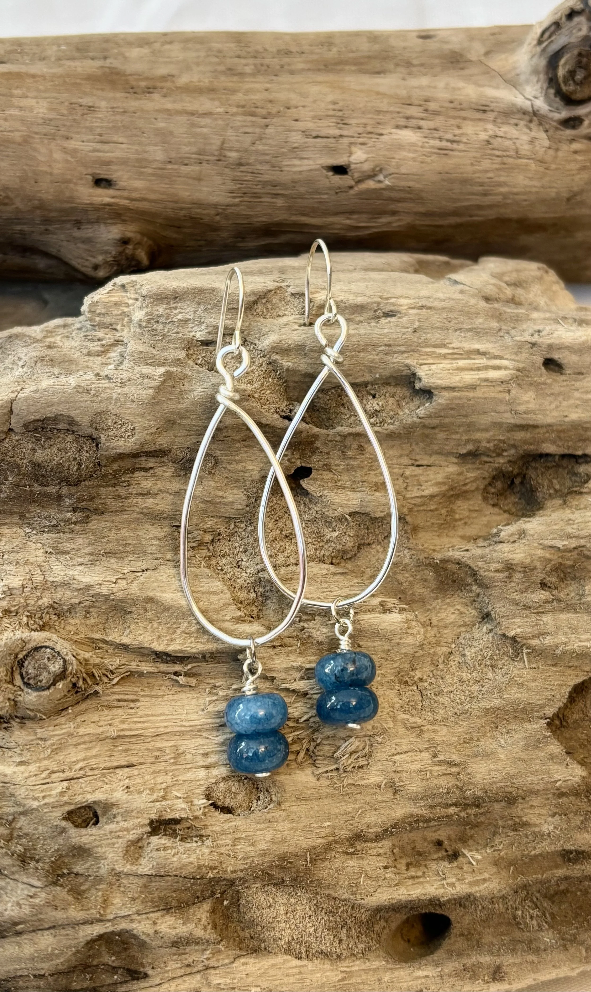 Blue Jade Dangle Hoops