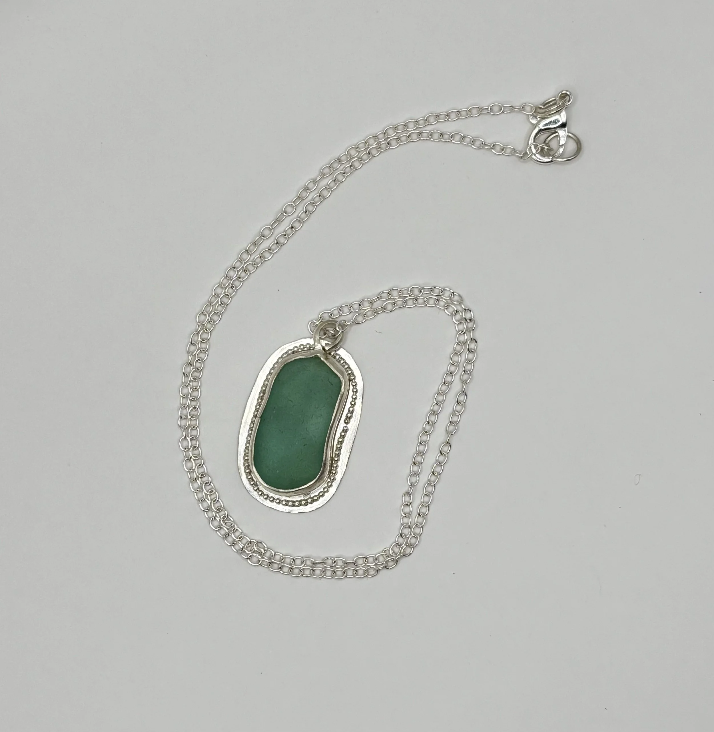 Teal Seaglass Pendant Necklace