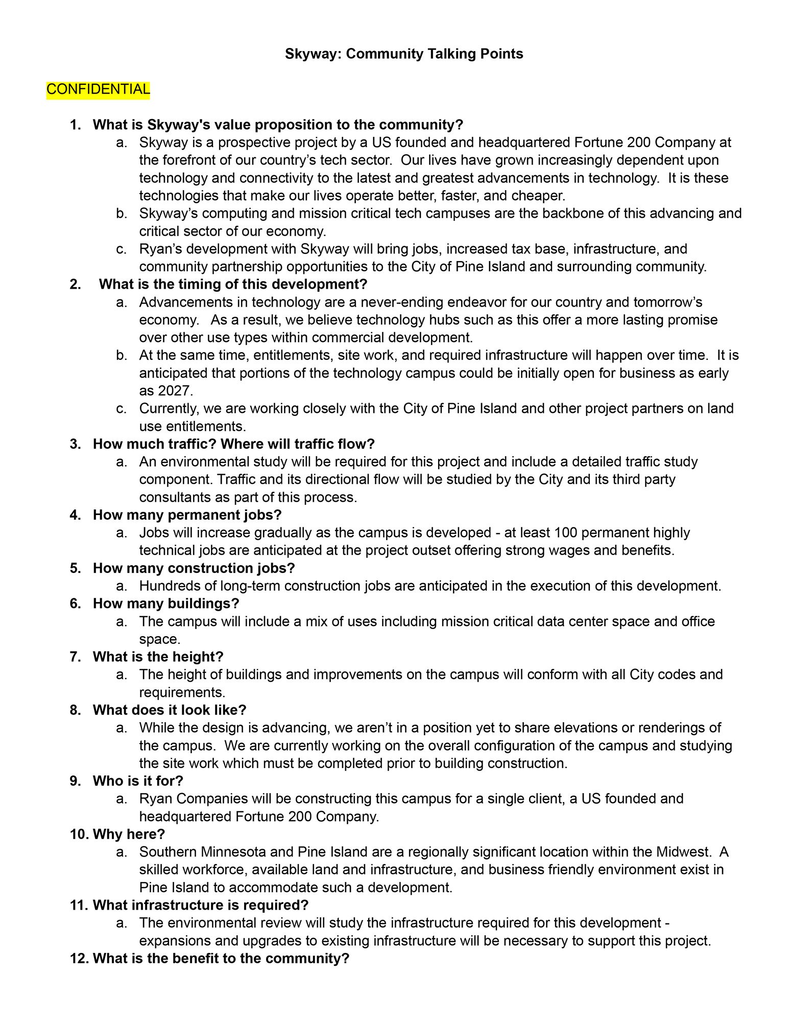 Community Talking Points-Confidential