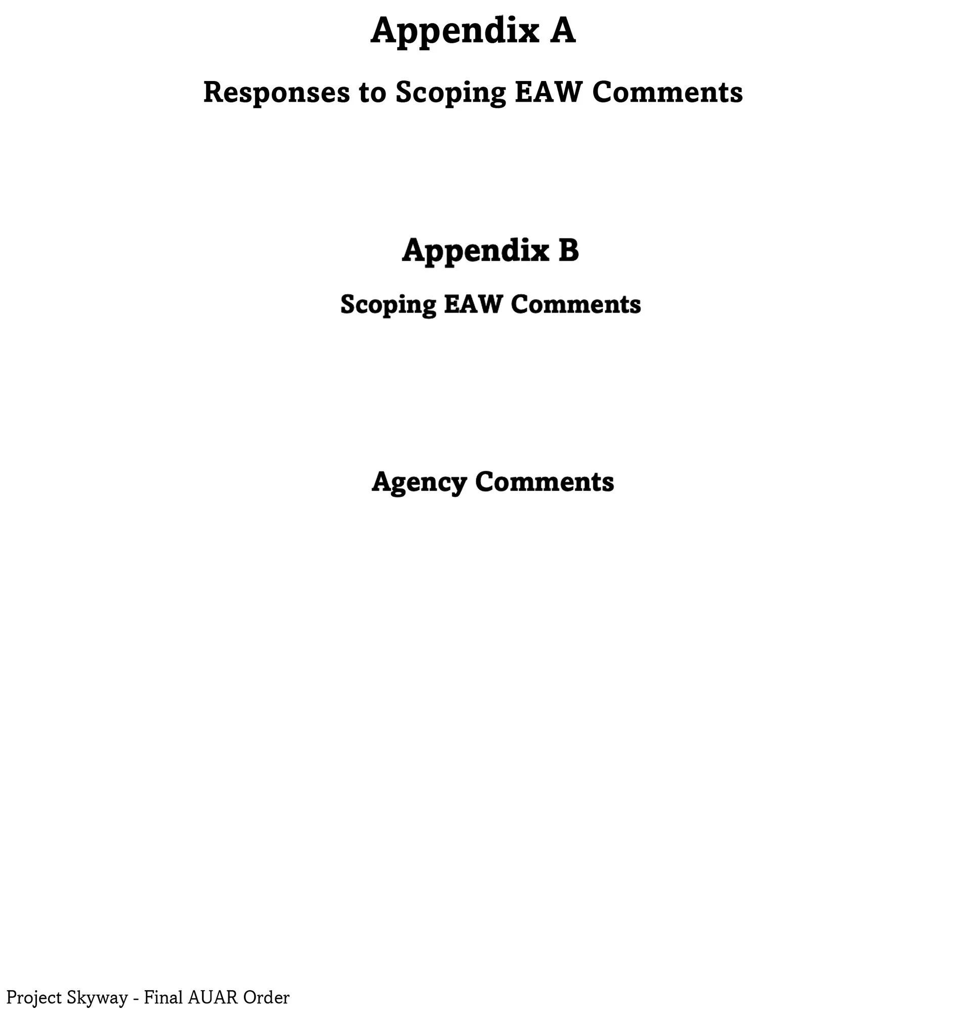 Scoping EAW Comments & Responses