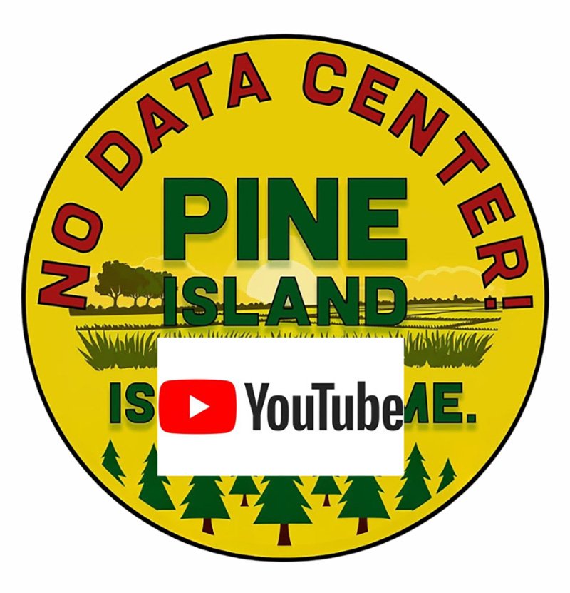 Image of No Data Center Pine Island is our Home logo with link to our Youtube page