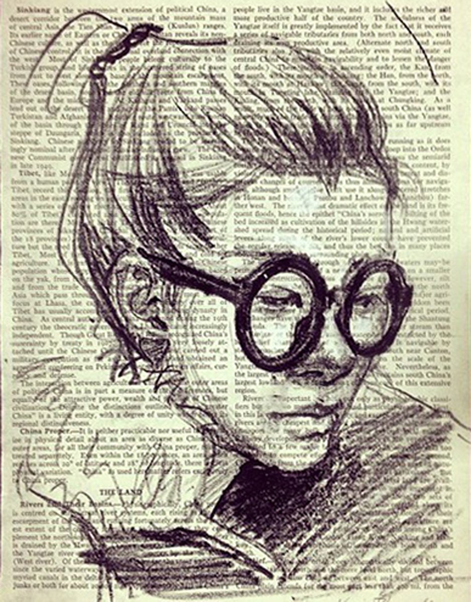 Grease Pencil on found Paper