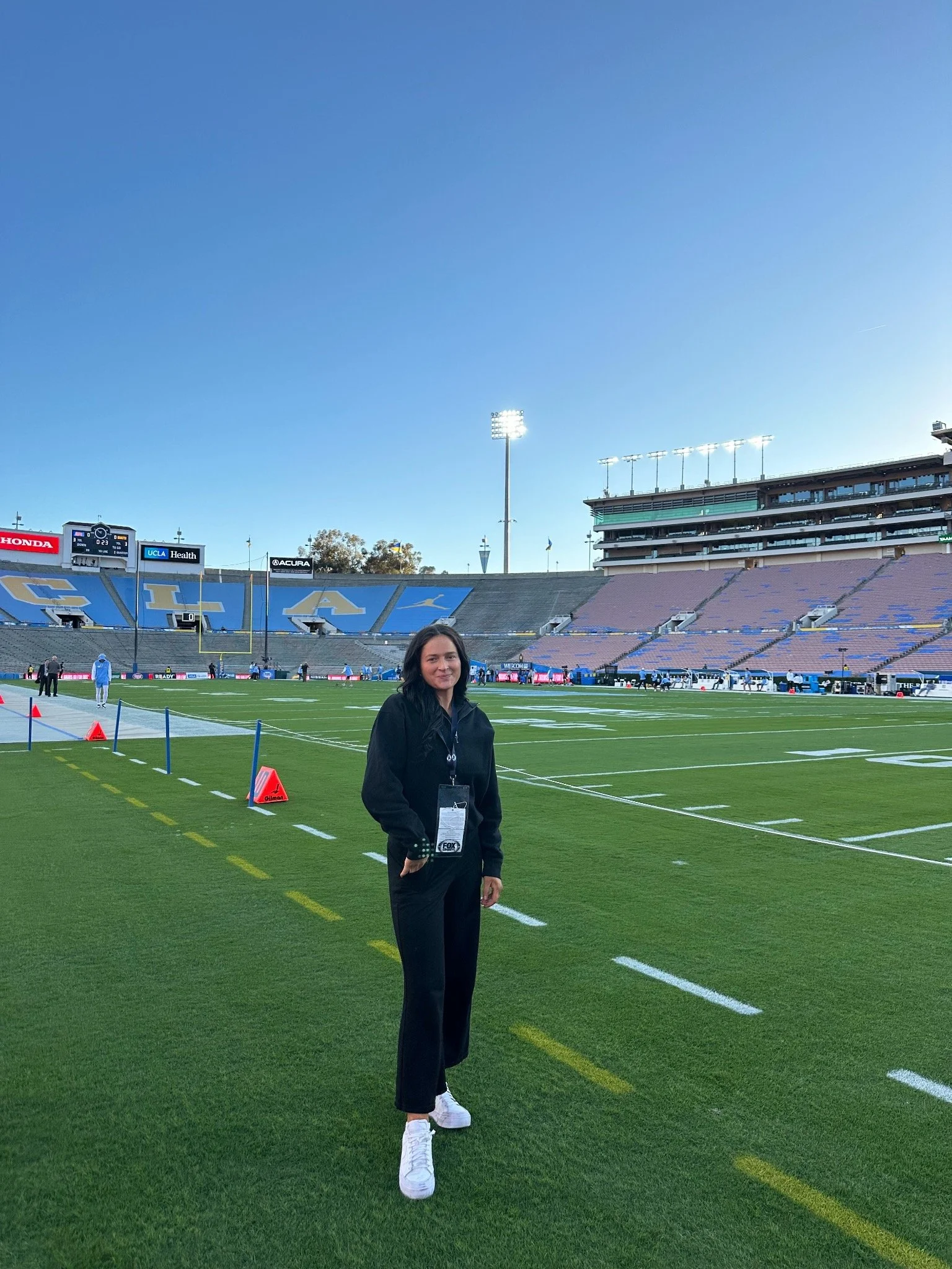 Sarah Galla as a local runner for FOX Sports 