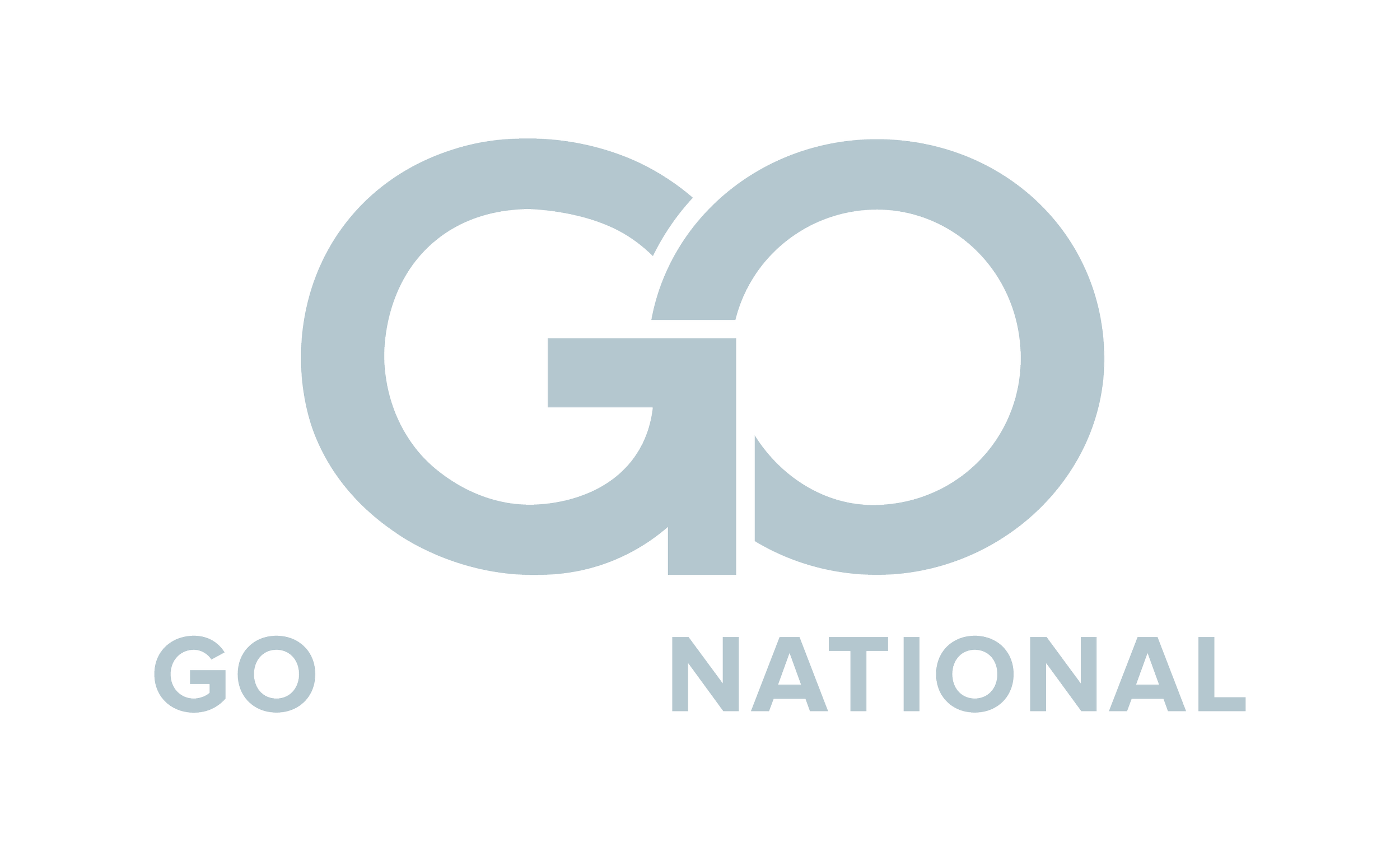 GO International logo with the words 'GO INTERNATIONAL' beneath a stylized G and O, the O featuring a globe of the Americas in black and white.