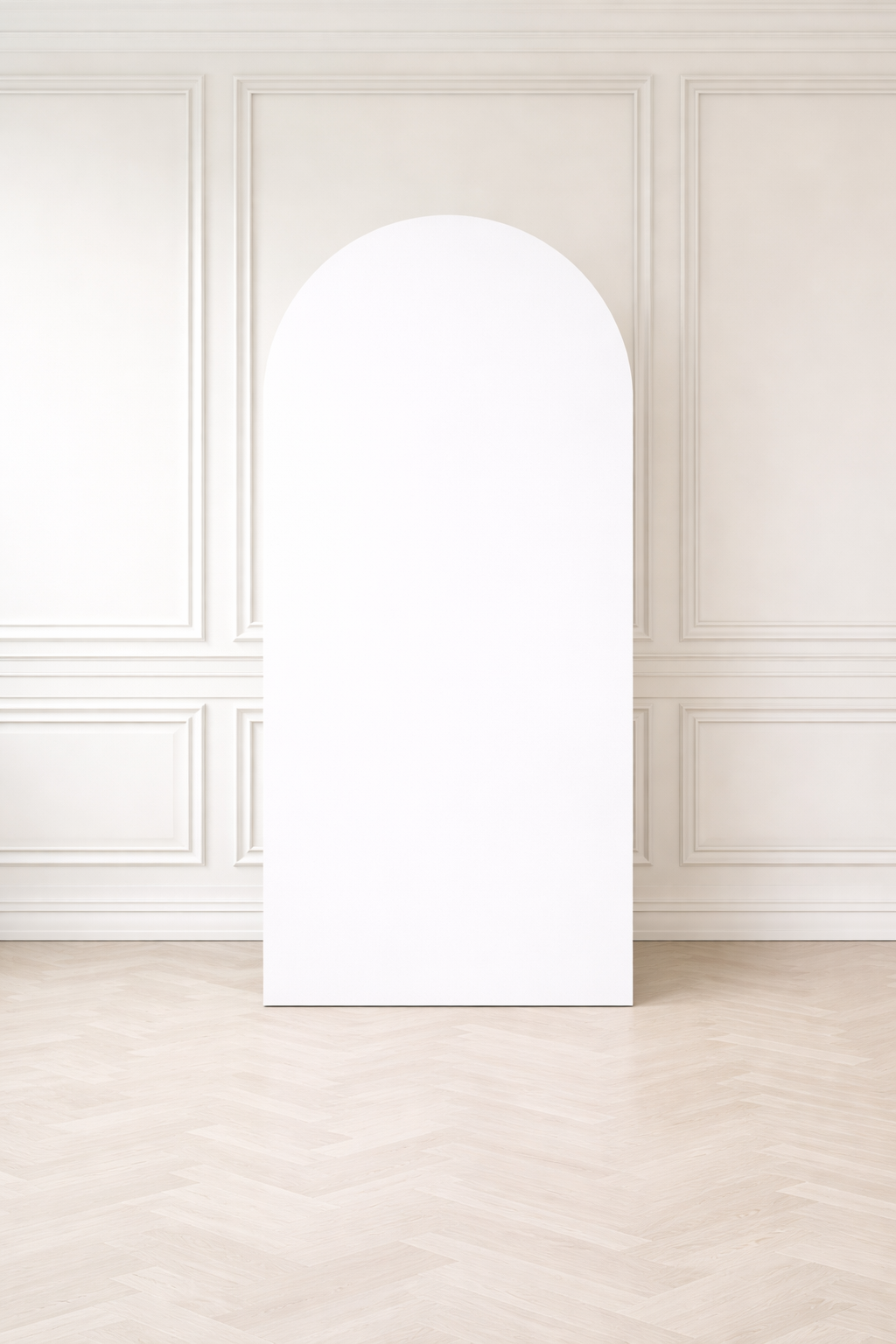 White arched backdrop panel for event styling and hire in Cape Town