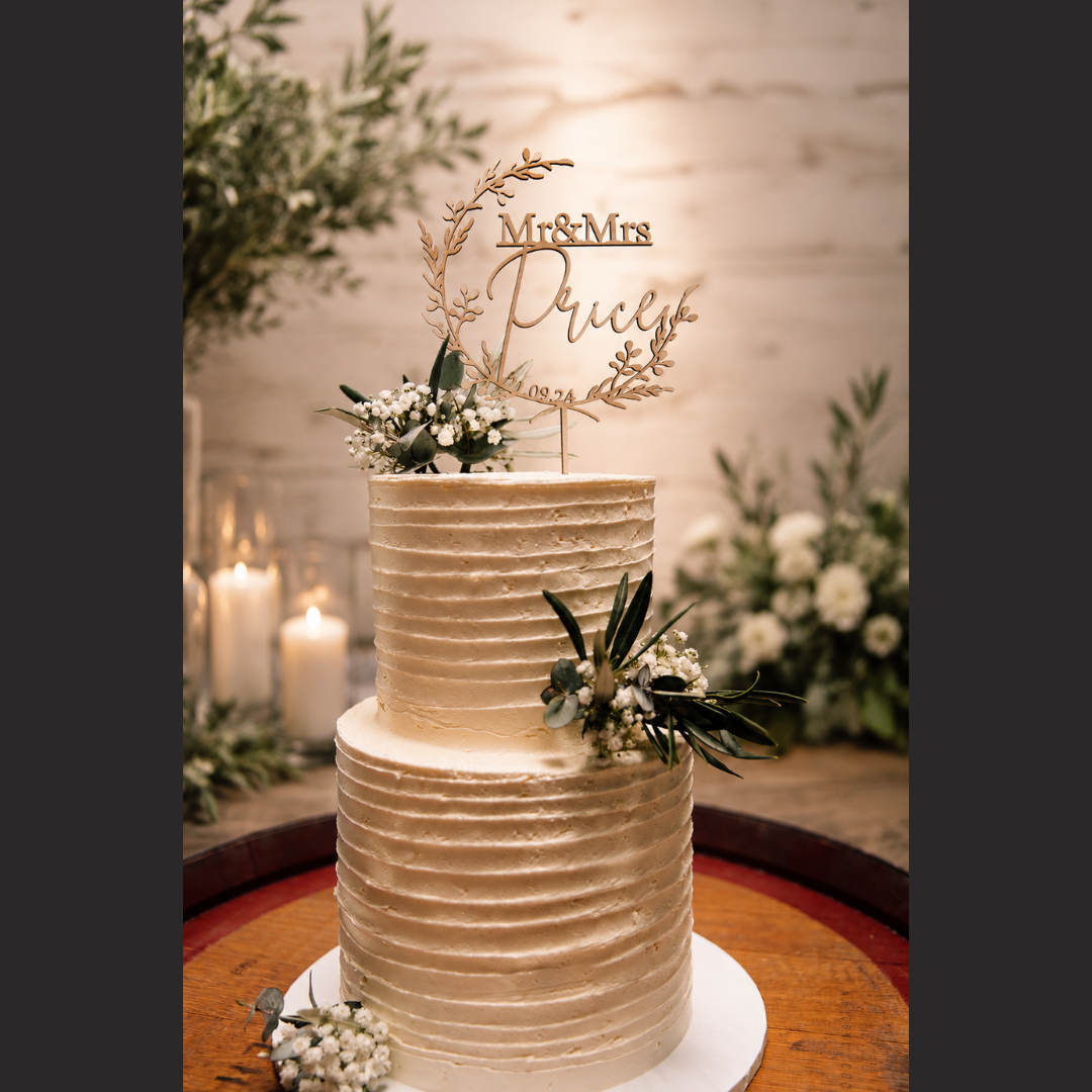Wreath Wedding Cake Topper