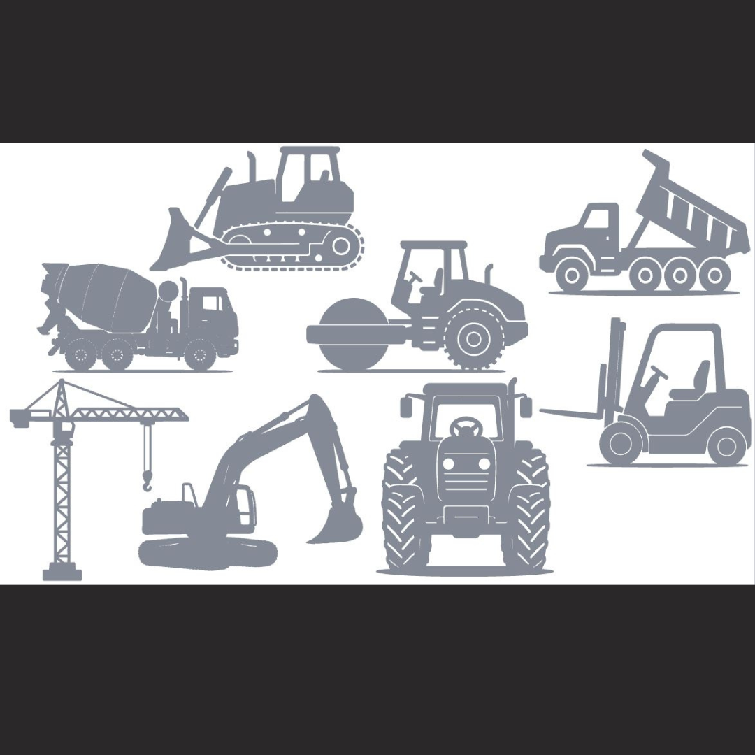 Construction vehicles laser-cut wall decor pack
