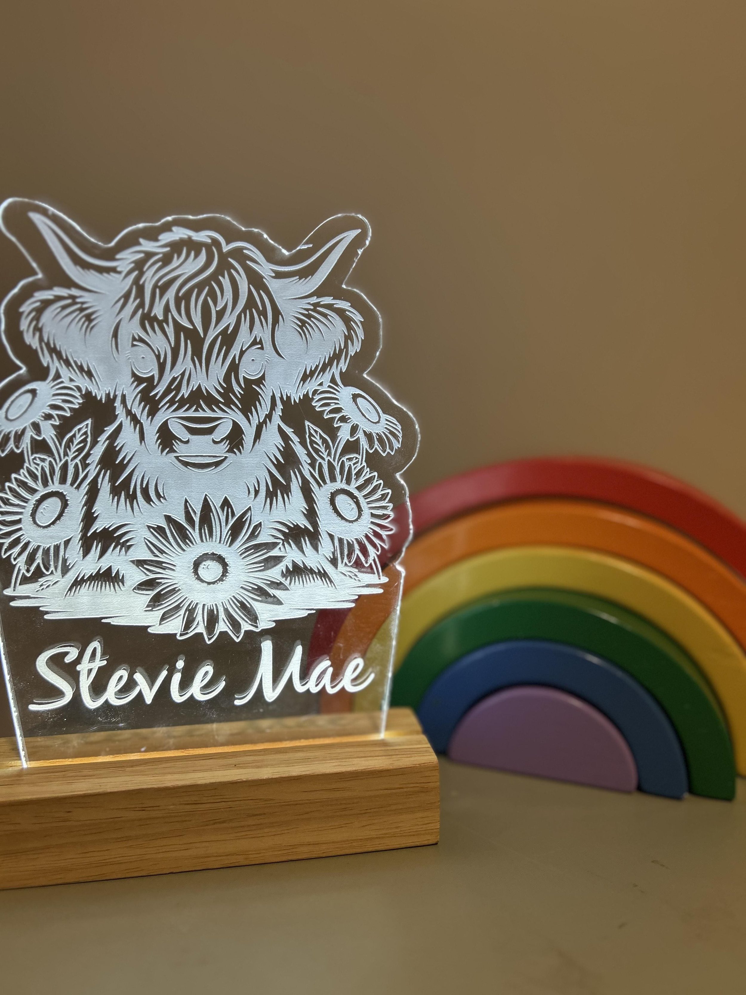 Highland Cow Personalised Night Light
