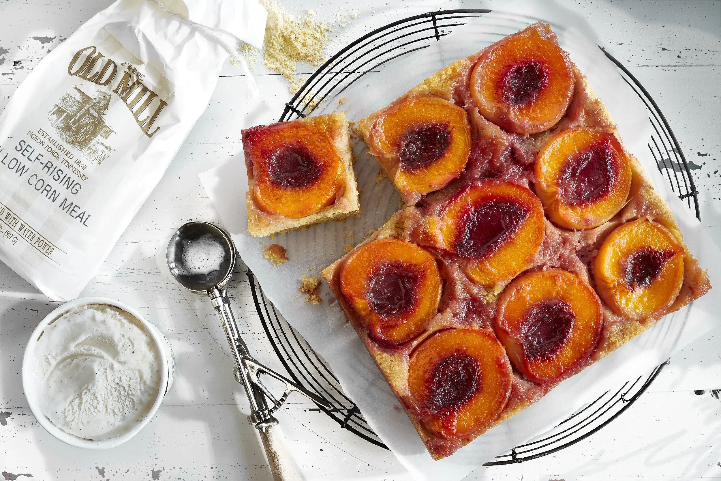 Peach Cornmeal Upside-Down Cake