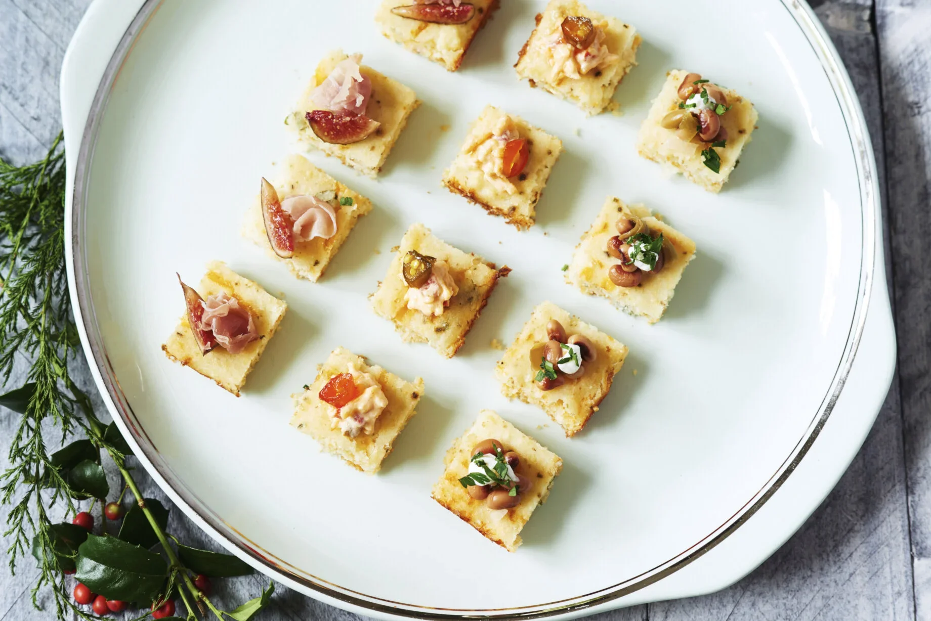 Jalapeño Cornbread Squares with Festive Toppings