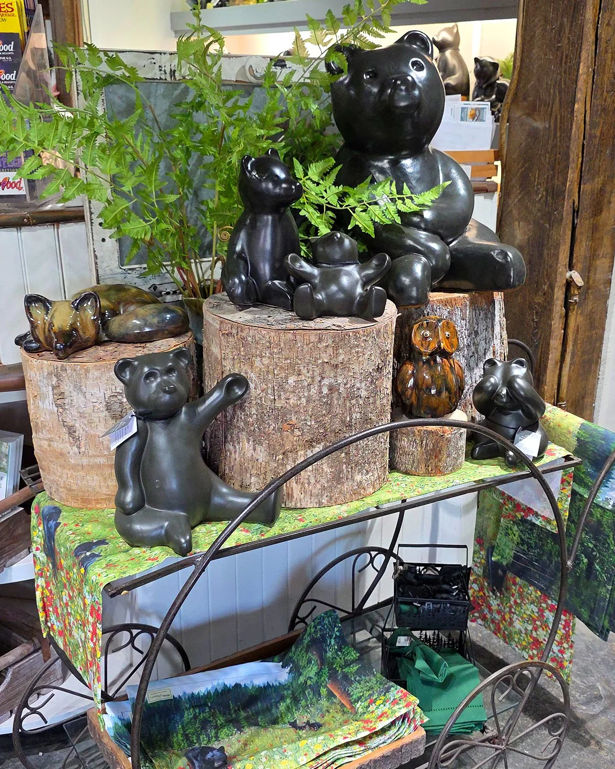Adorable bears, cats and owls are original designs of Pigeon River Pottery