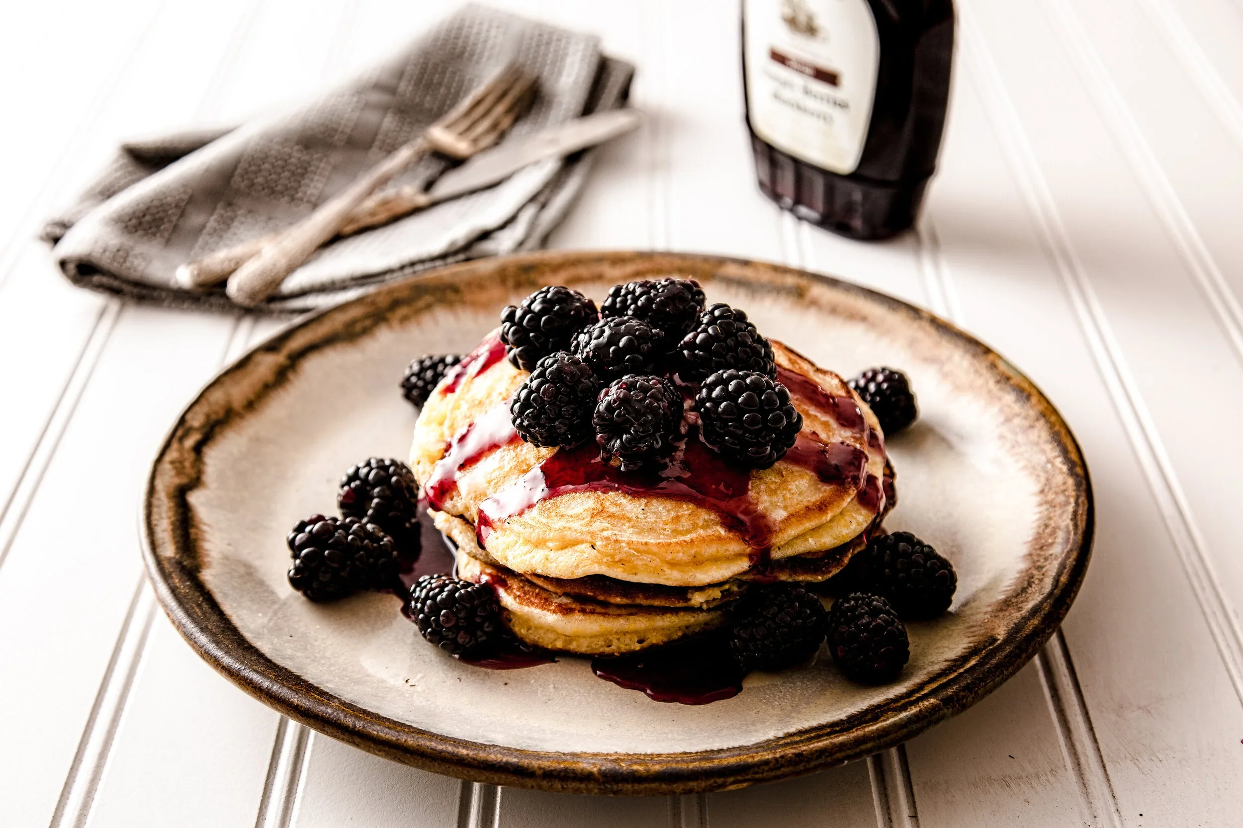 Blackberry Cornmeal Pancakes