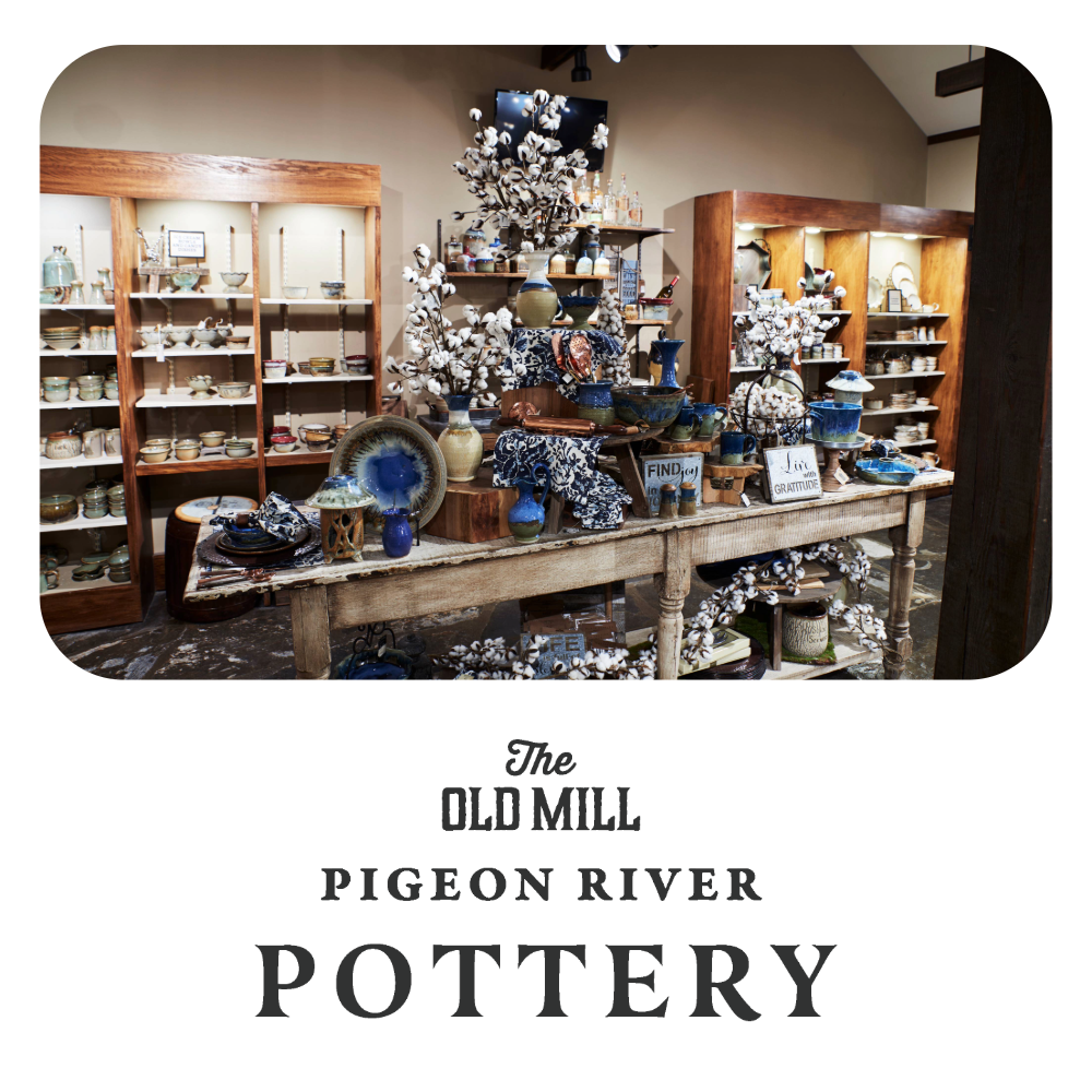Logo for The Old Mill Pigeon River Pottery
