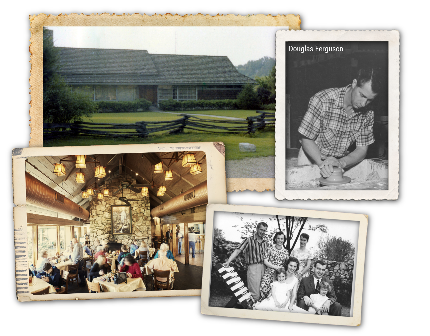 The Ferguson family, circa 1959-1960 making pottery in Pigeon Forge, TN