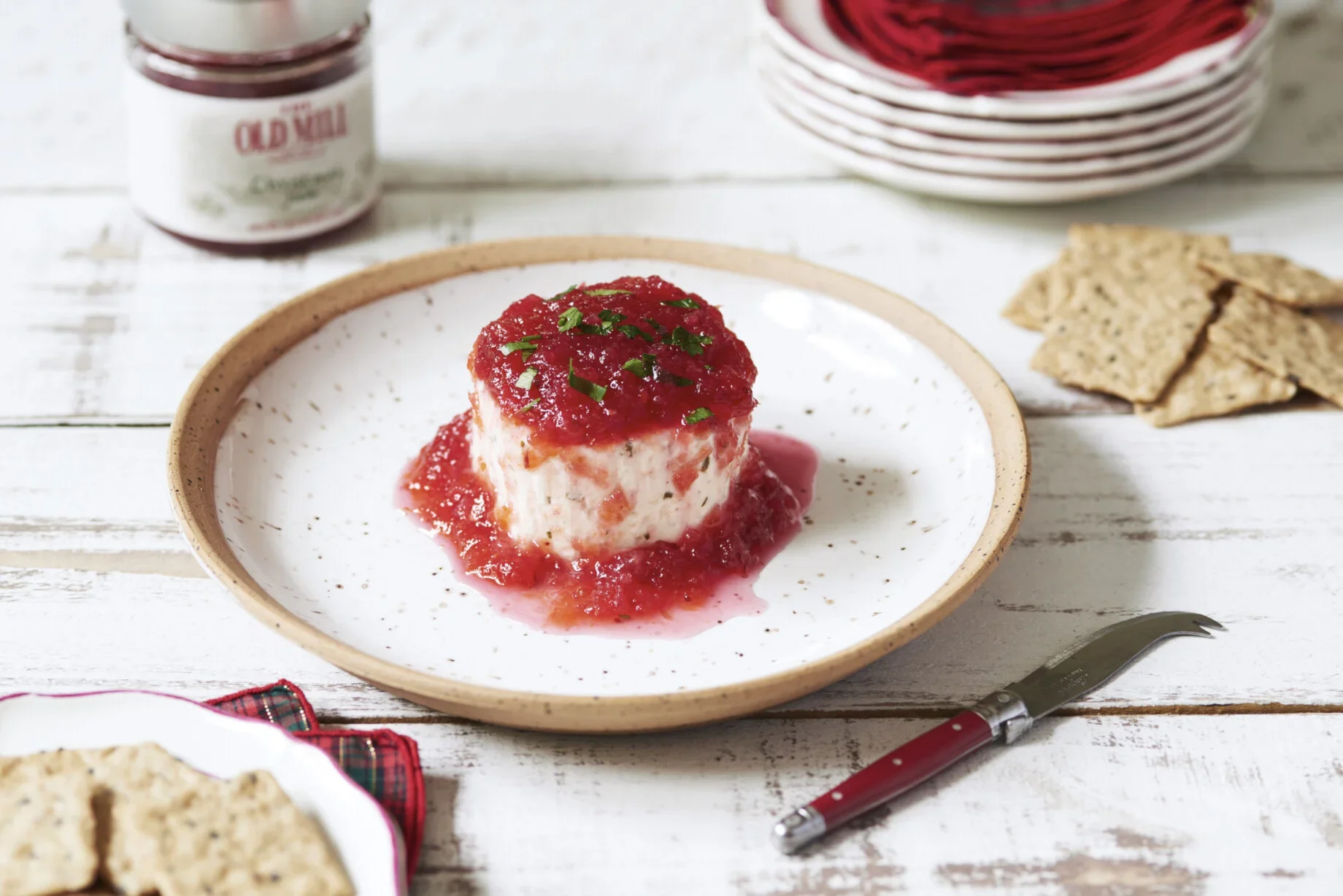Homemade Boursin Covered in Christmas Jam