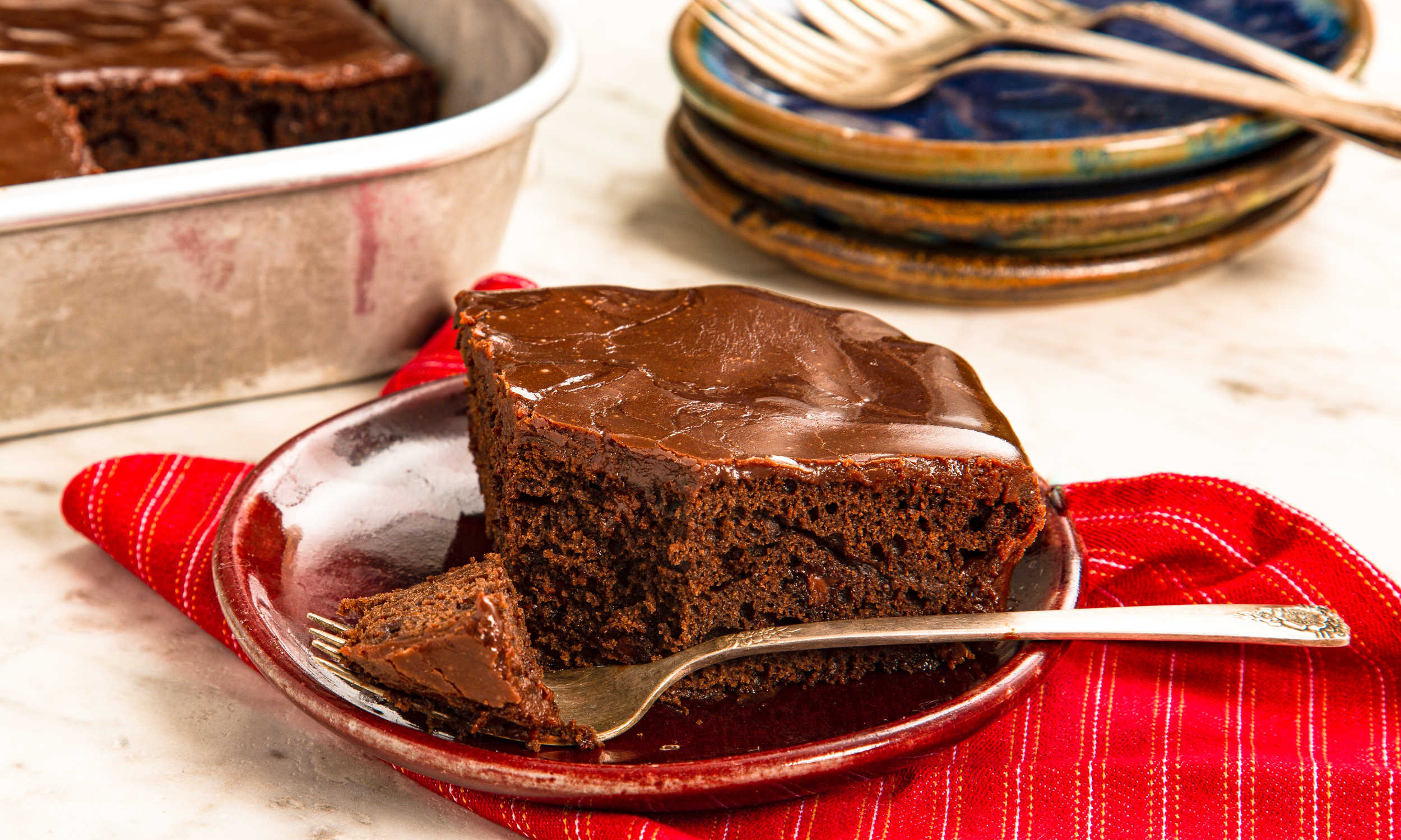 Chocolate Cake with Melted Fudge Icing