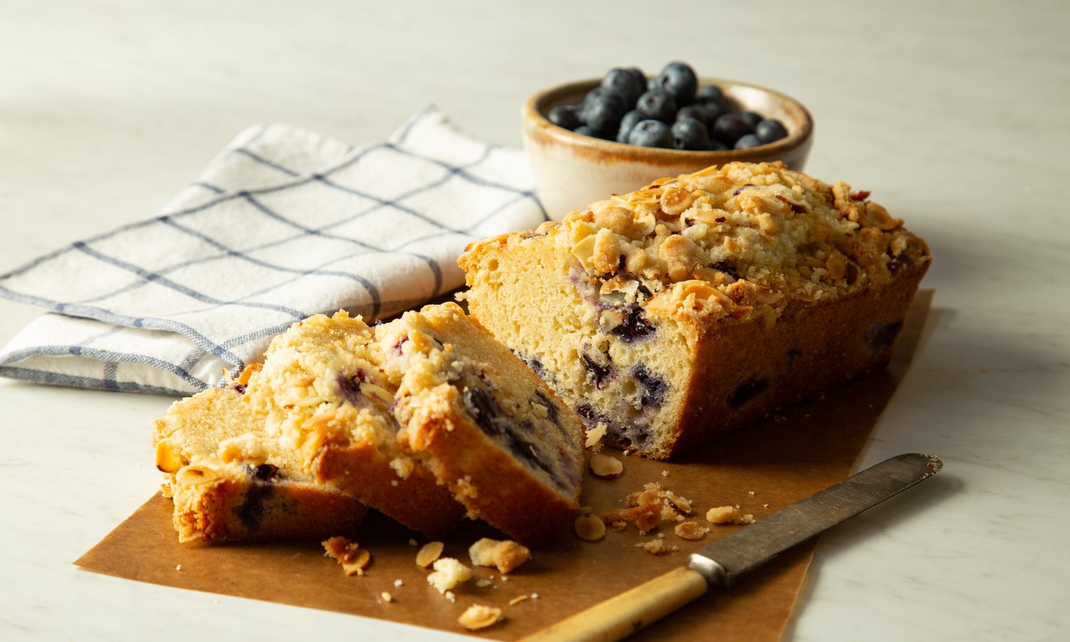 Blueberry Almond Streusel Quick Bread