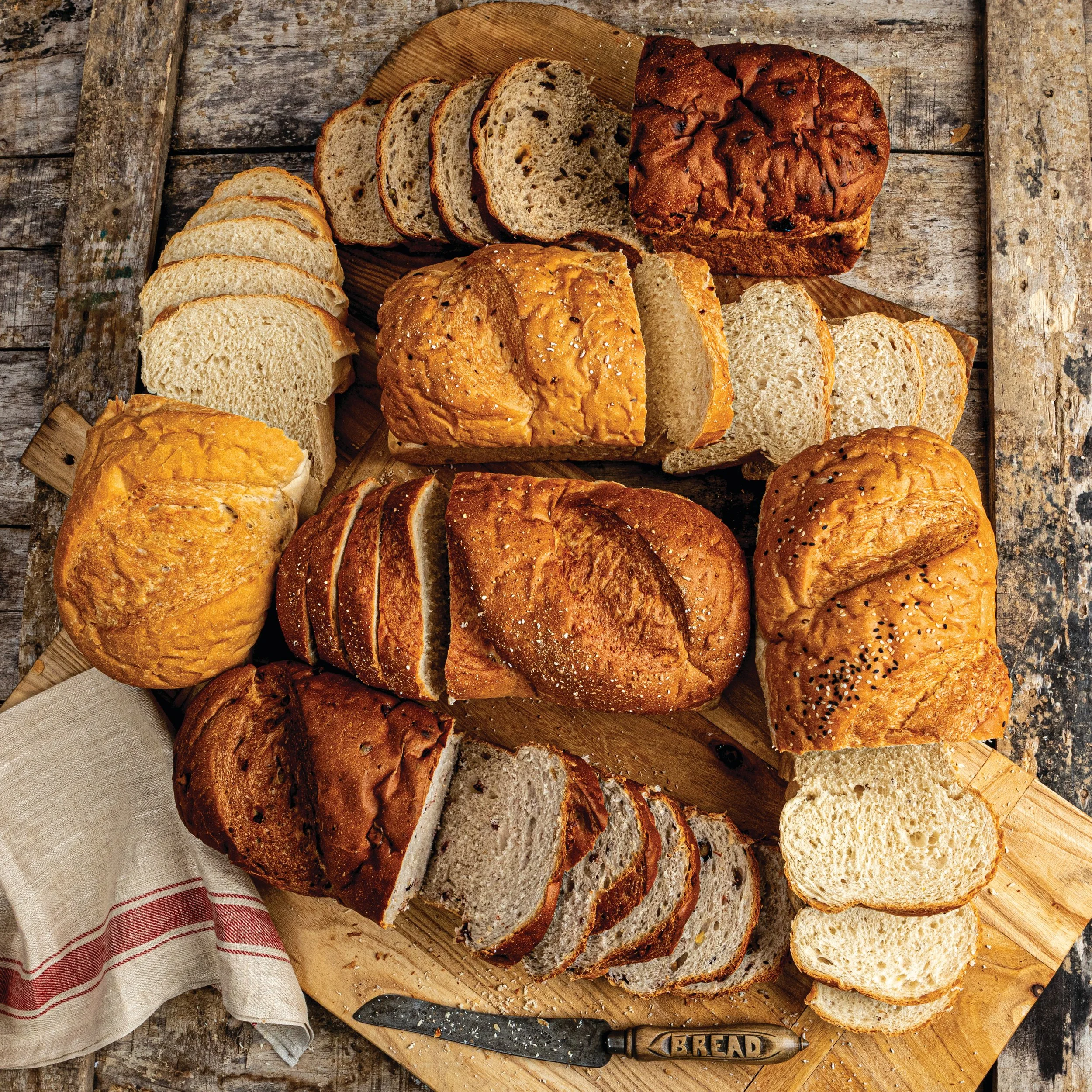 An assortment of fresh, homemade bread