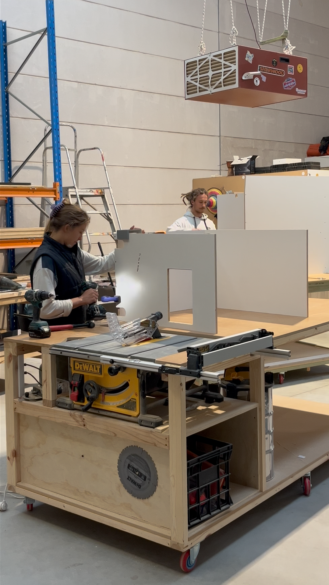 Custom campervan cabinetry being built in the workshop
