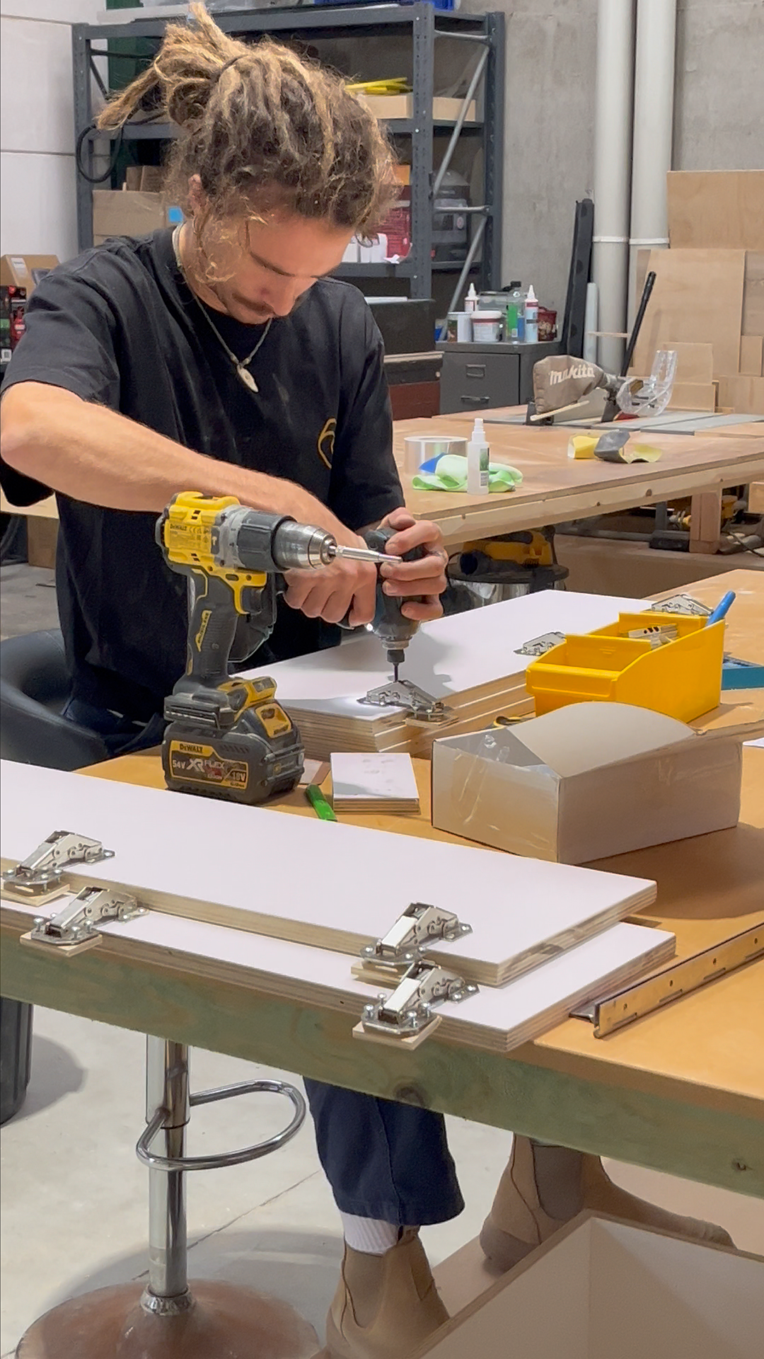 Custom campervan cabinetry hardware installation
