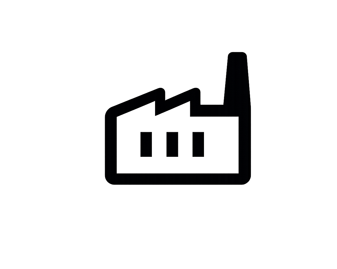 Black icon of a factory with chimneys