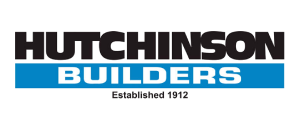 Hutchinson Builders logo with black and blue colors.