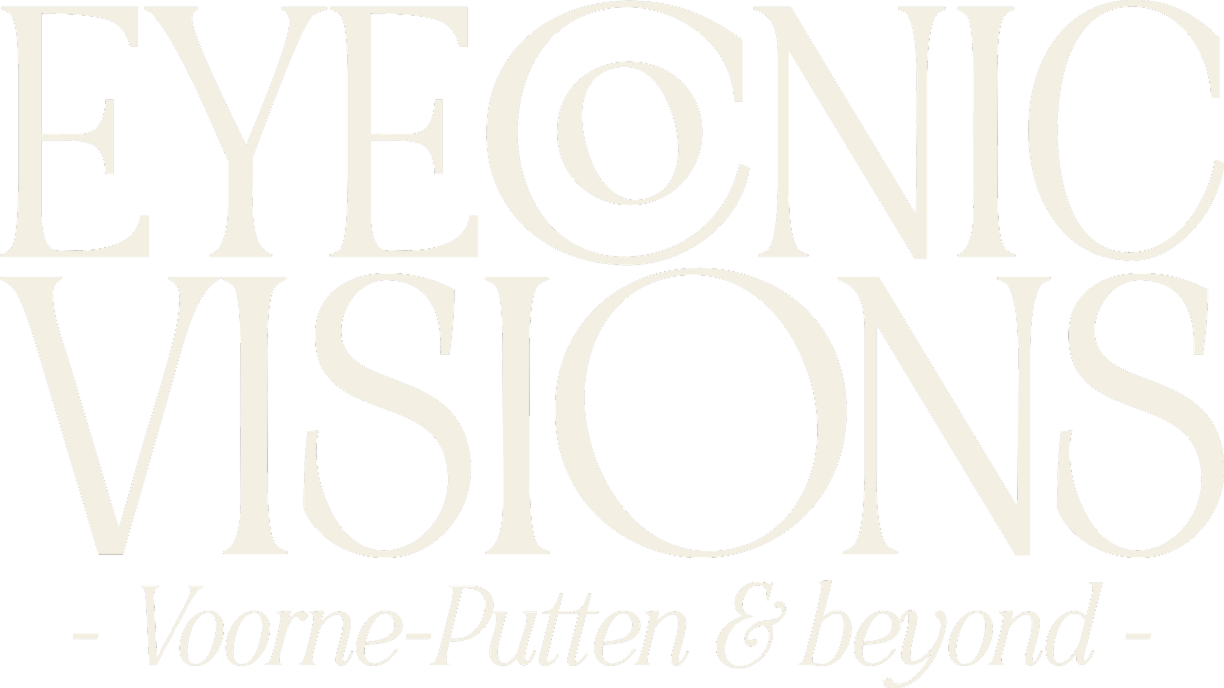 Text in an ornate font with the words "EYE CONIC VISIONS - Voorne-Putten & beyond"