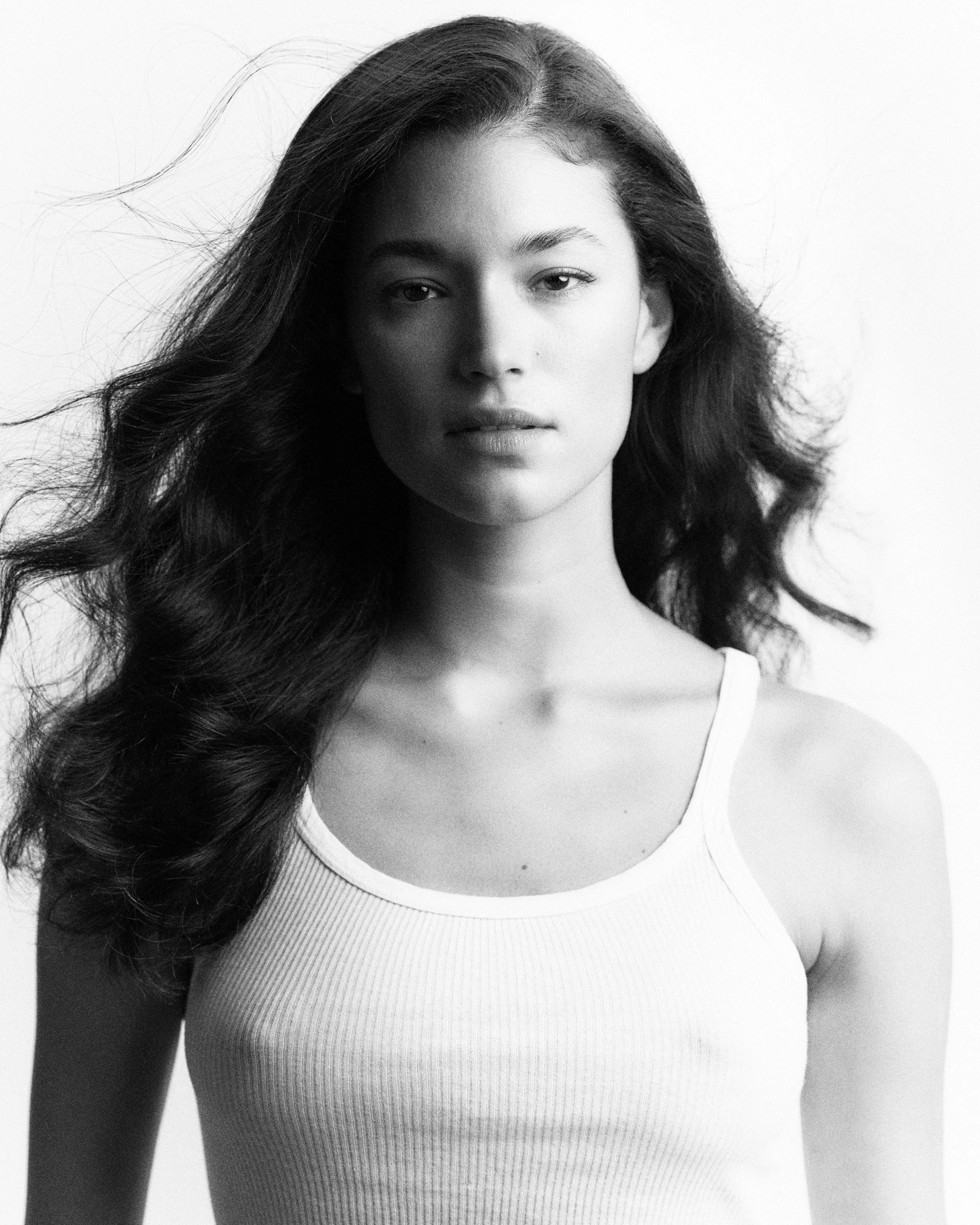 Black and white abstract portrait of a woman