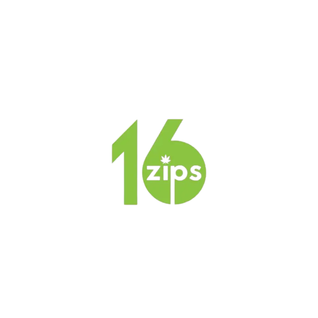 Logo for '16# Zips' featuring a large green number 16 with the word 'zips' inside a green circle.