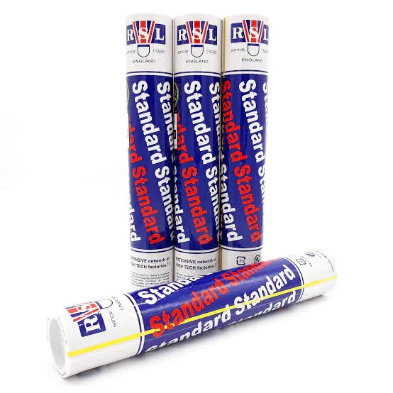 Four cans of RSL Standard football whistle lanyard refills, three standing upright and one laying down.