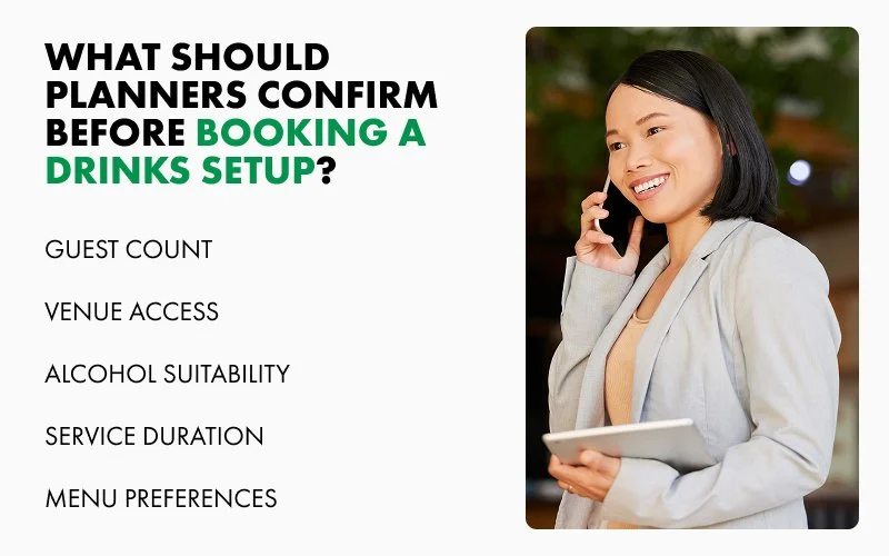 Event planner talking on the phone and holding a tablet.