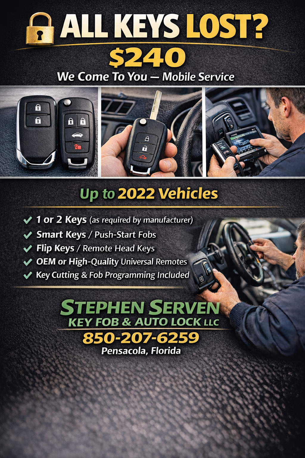 Pensacola automotive locksmith emergency lockout and key fob programming