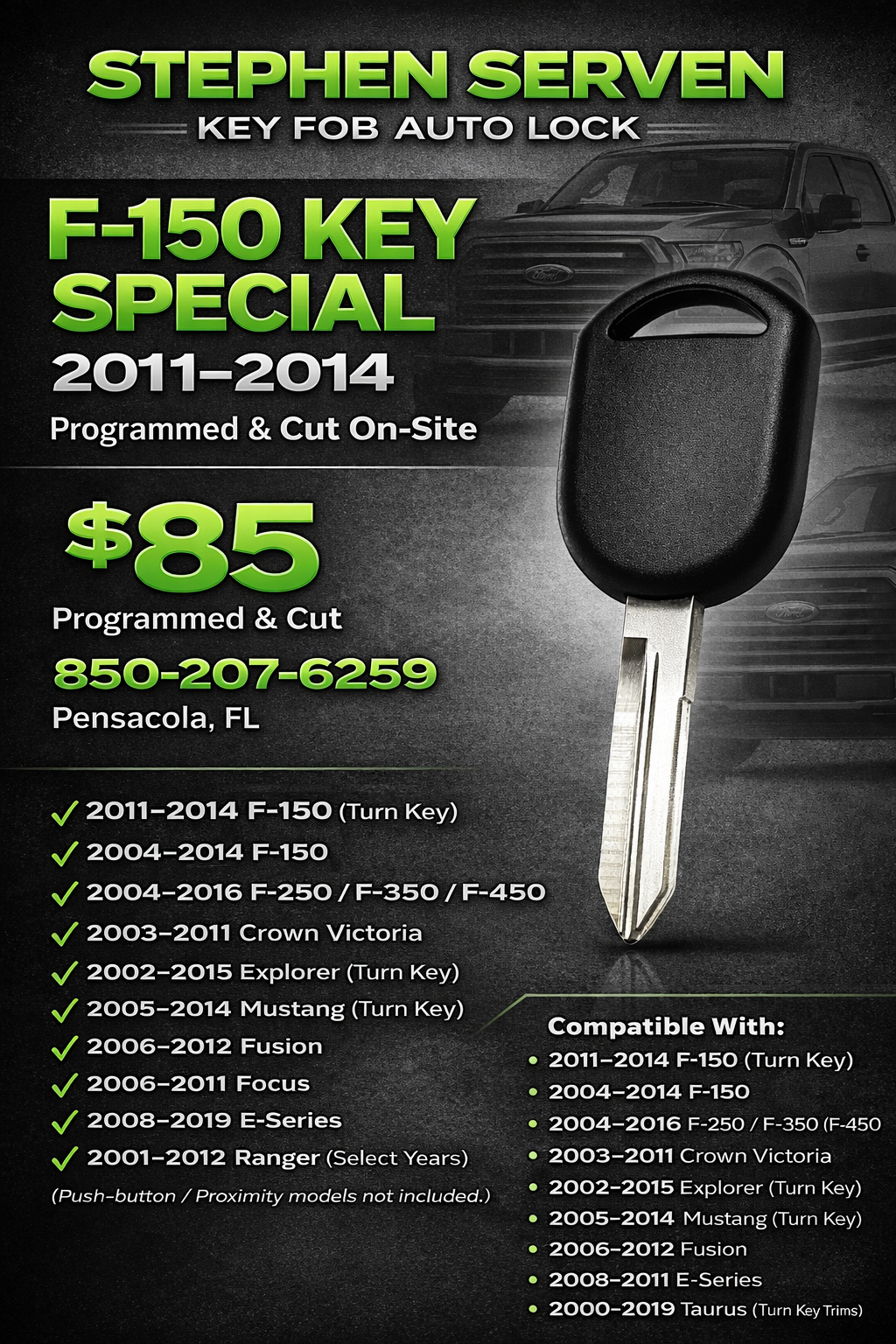 Stephen Serven Key Fob and Auto Lock mobile locksmith Pensacola