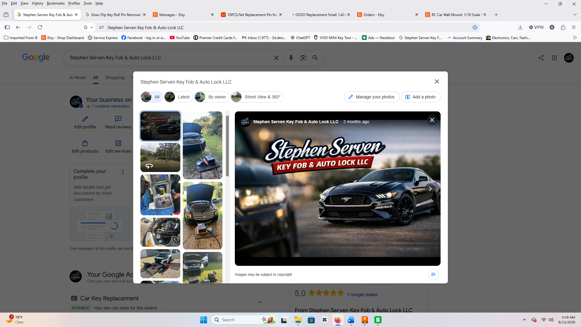Google Review page  pensacola locksmith