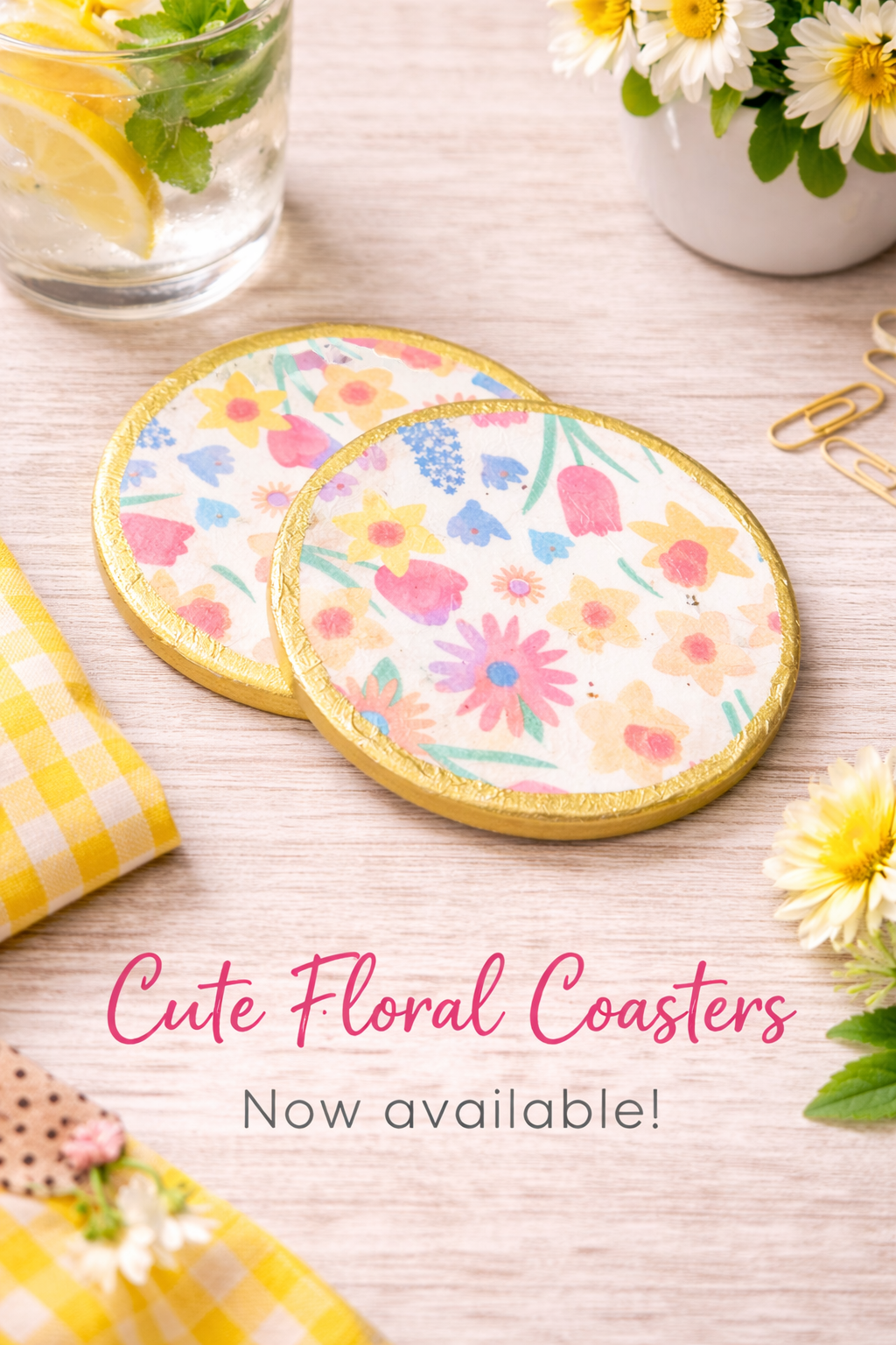 Cute Floral Coasters Set