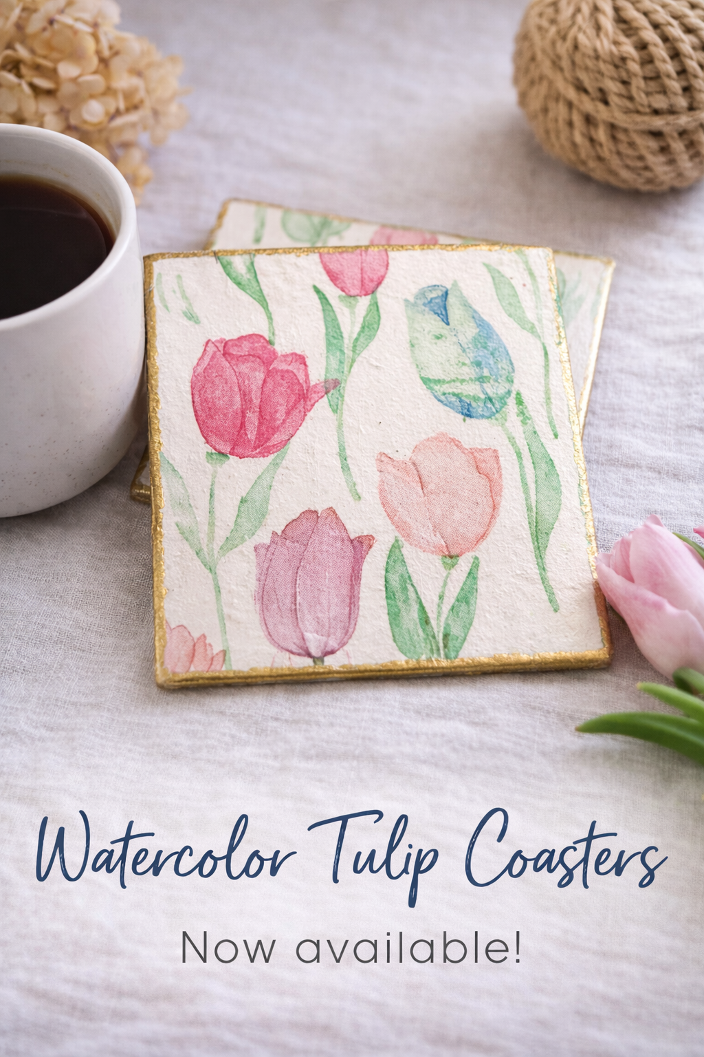 Watercolor Tulip Coasters