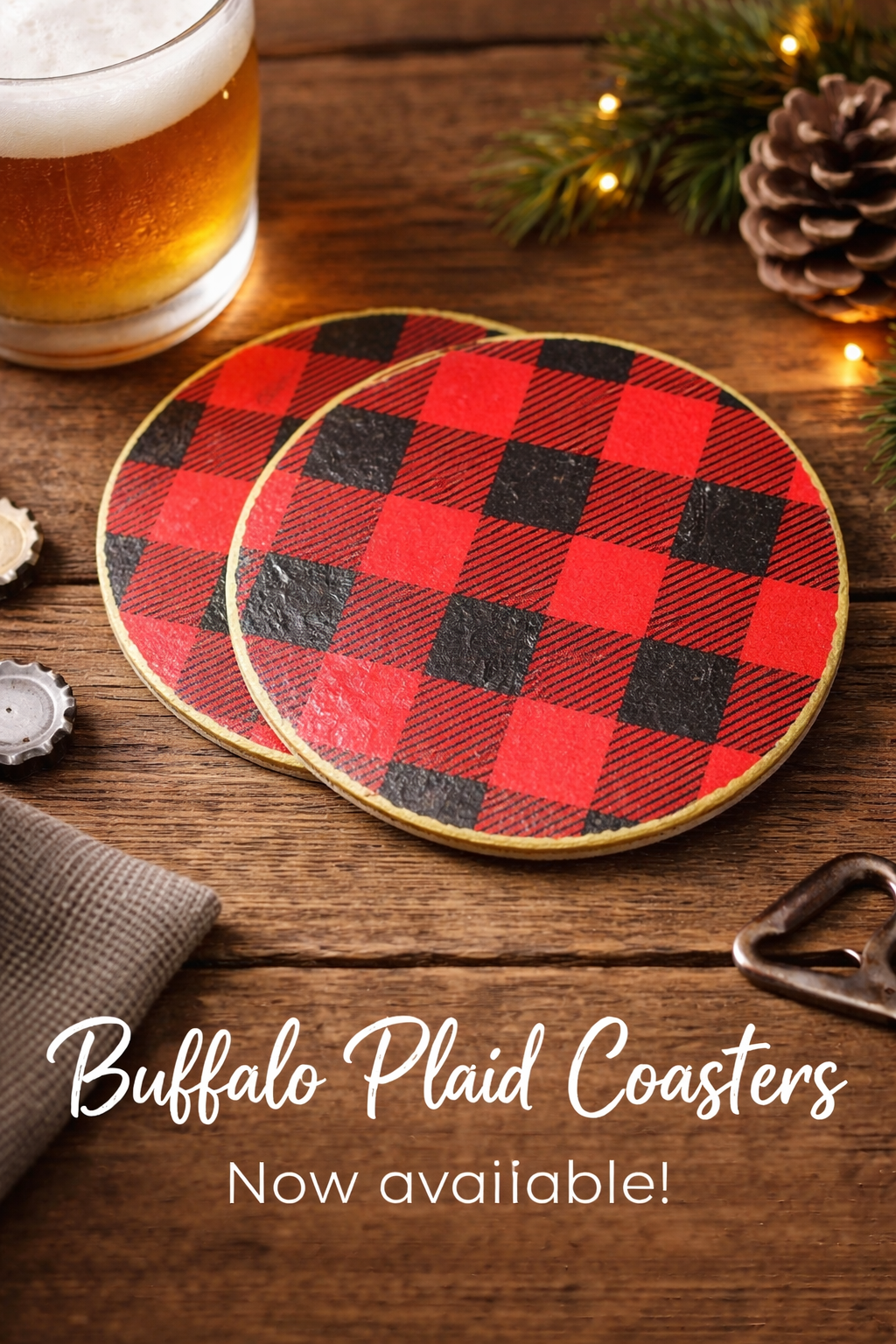 Buffalo Plaid Coasters Set