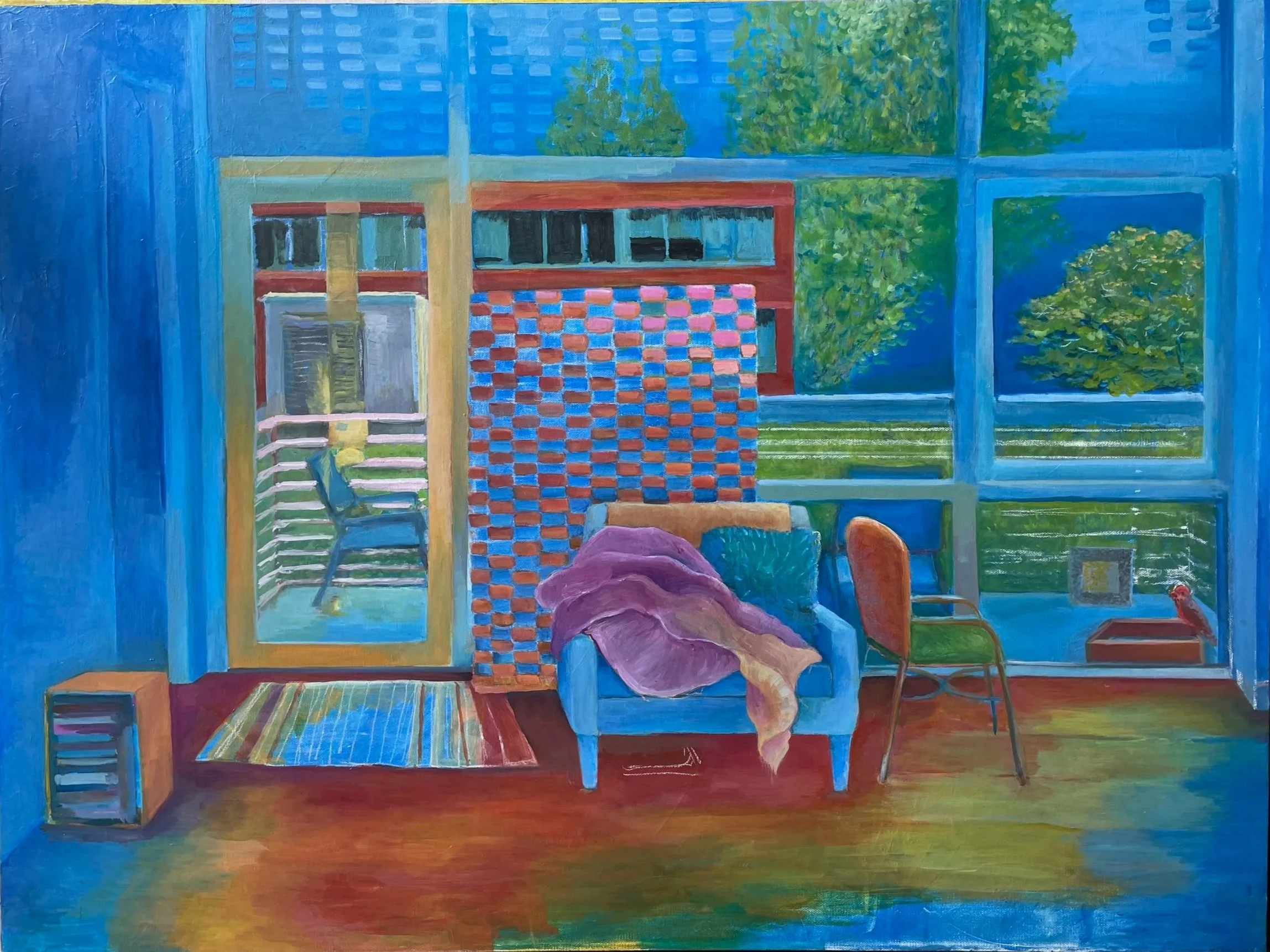 Getting to know you. Acrylic and oil on canvas 30 x 40 in. 2021