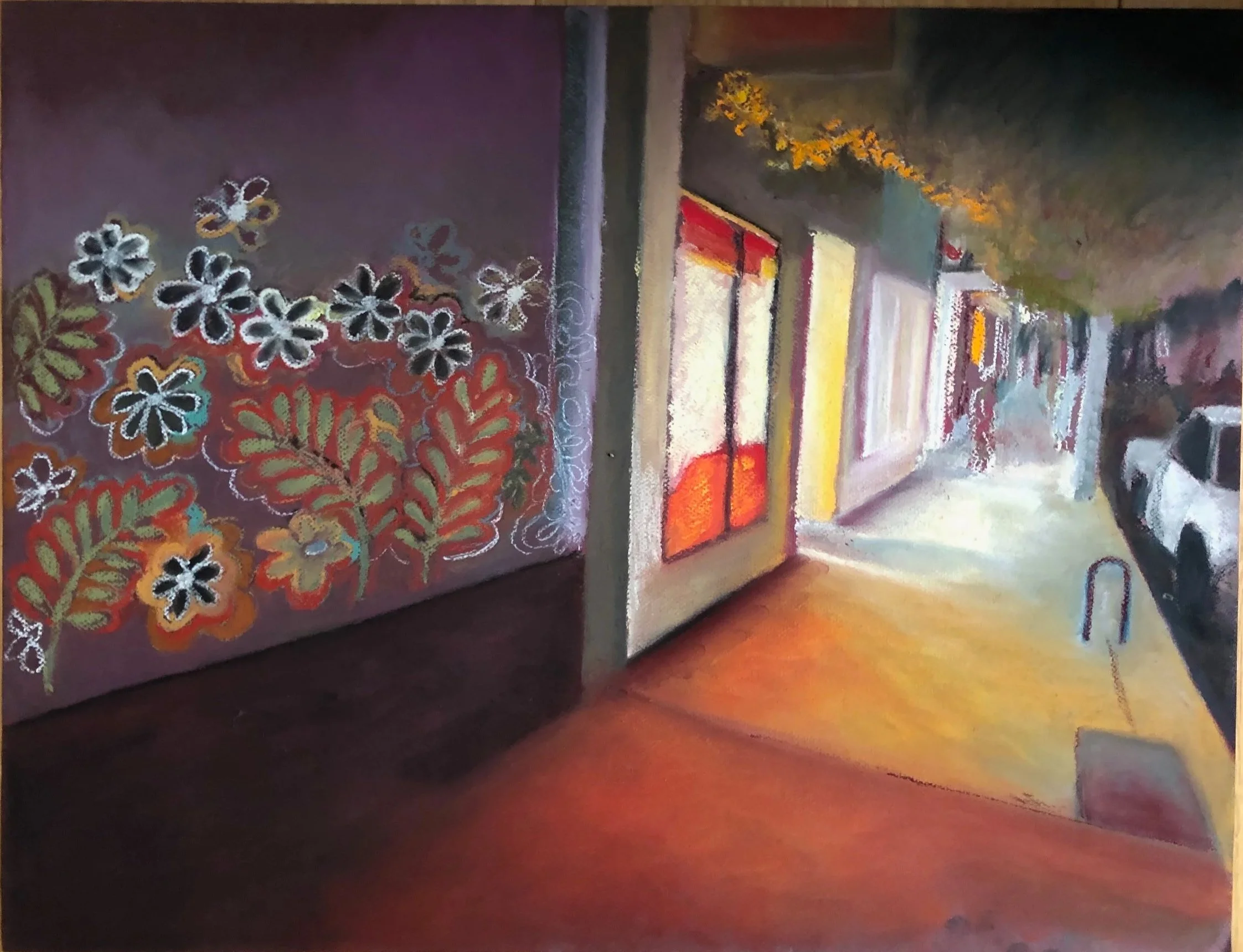 Evening errands. Pastel on paper 19 x 24 in. 2021