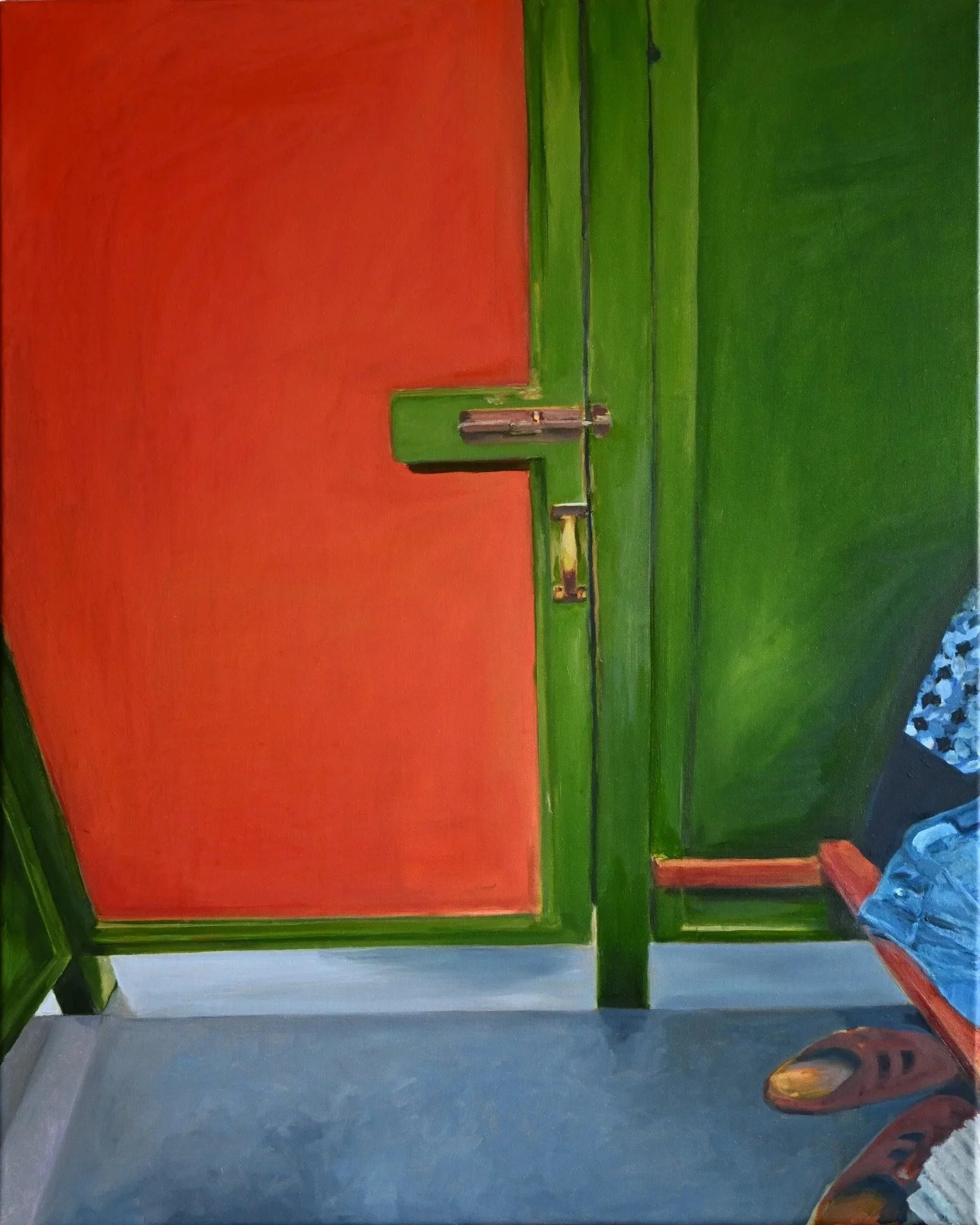 Dressing room, Kennedy School. Oil on linen, 30 x 24 in. 2026.
